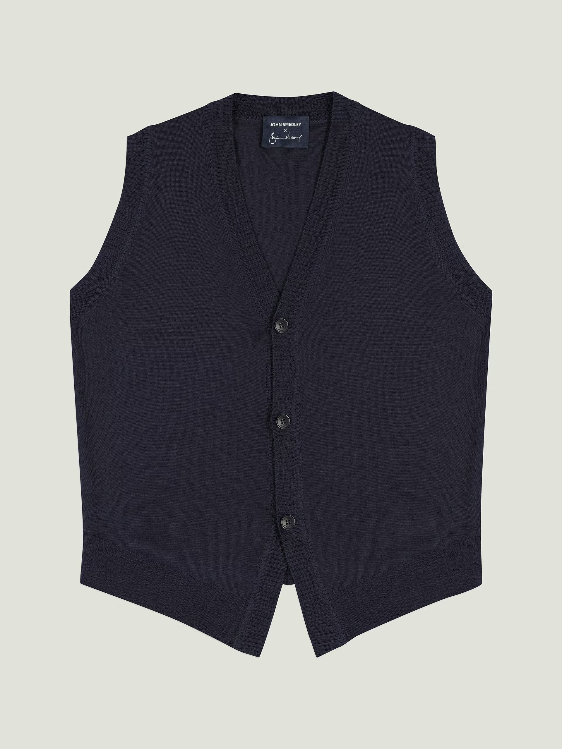 John Smedley X Bill Nighy Extra-Fine Merino Waistcoat - Midnight
