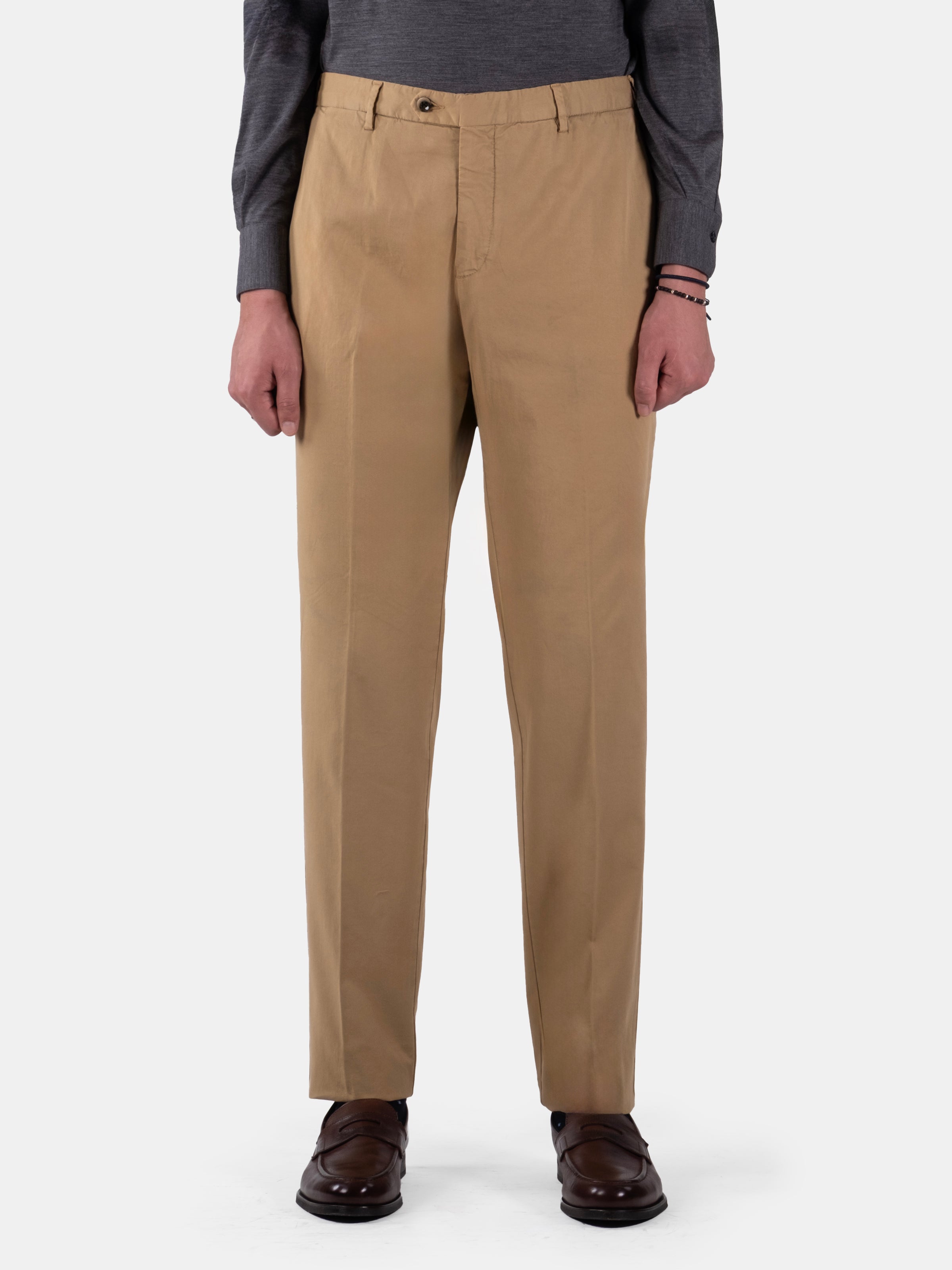 Vespro Trouser Stretch Regular Fit Chino - Khaki Garment Dyed Cotton
