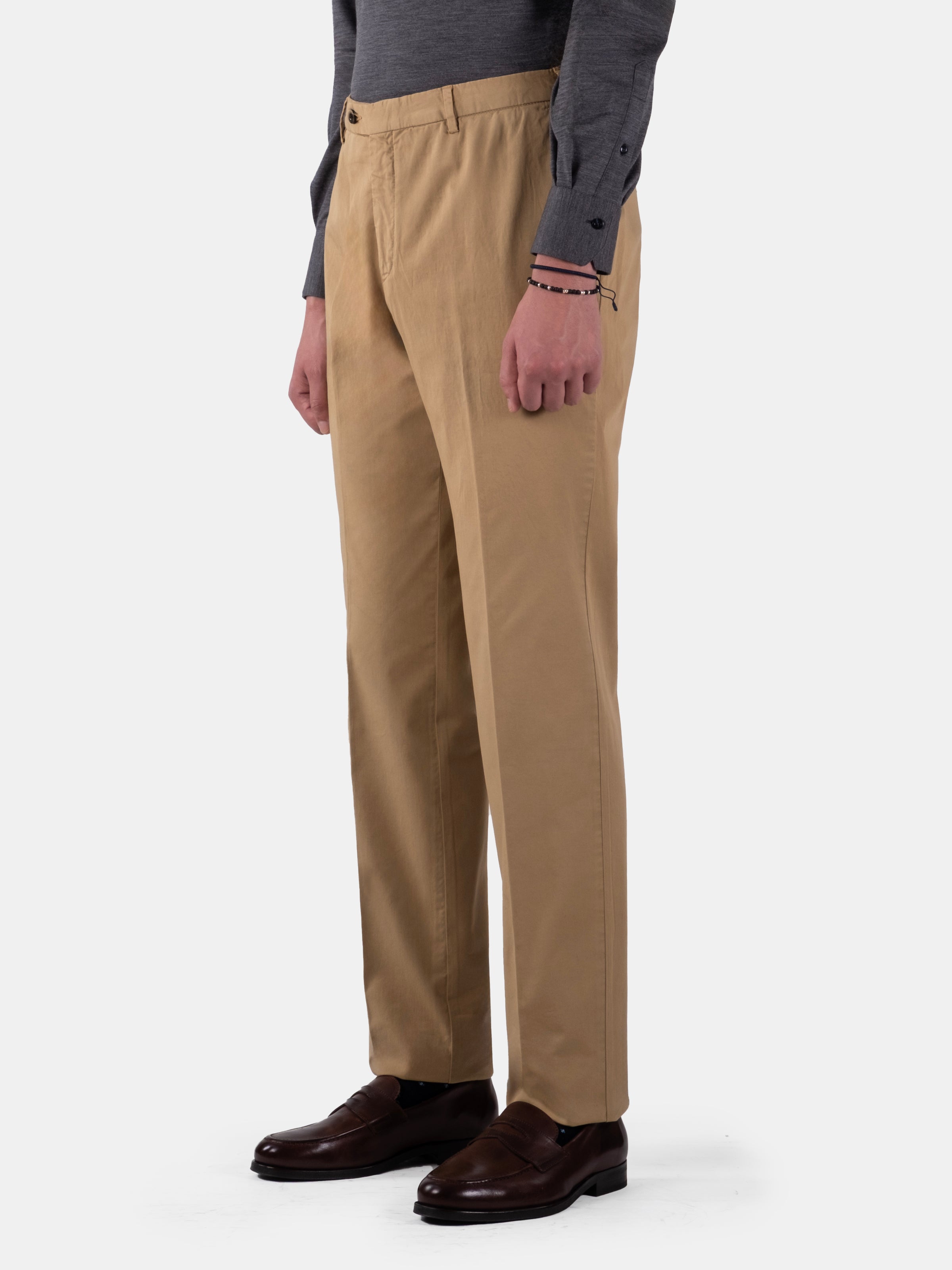 Vespro Trouser Stretch Regular Fit Chino - Khaki Garment Dyed Cotton