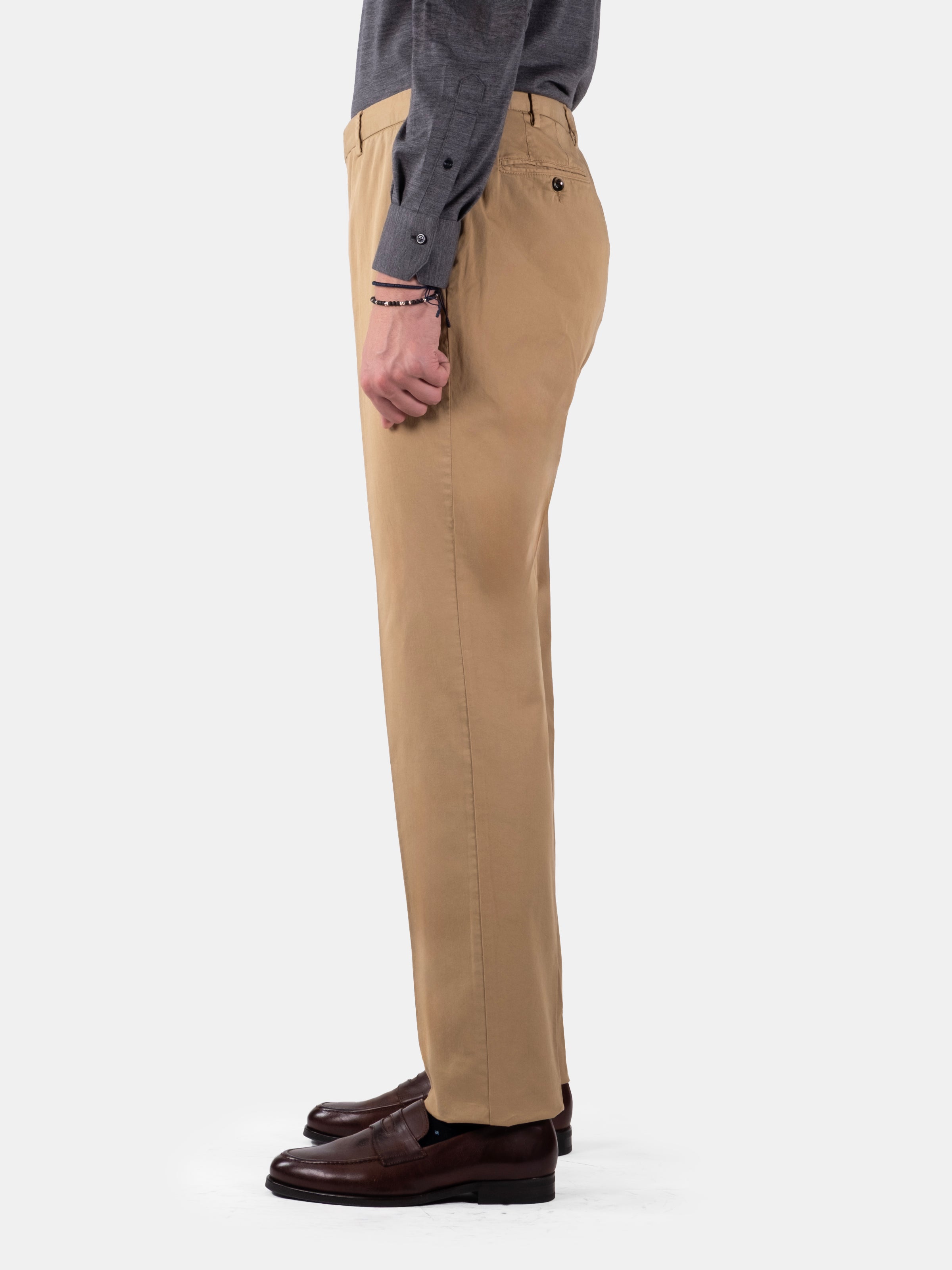 Vespro Trouser Stretch Regular Fit Chino - Khaki Garment Dyed Cotton