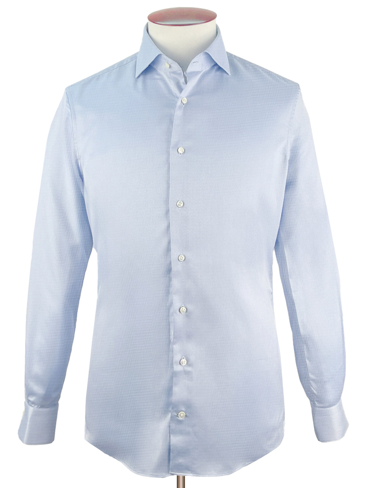 Micro Structure Cutaway Collar Shirt - Light Blue