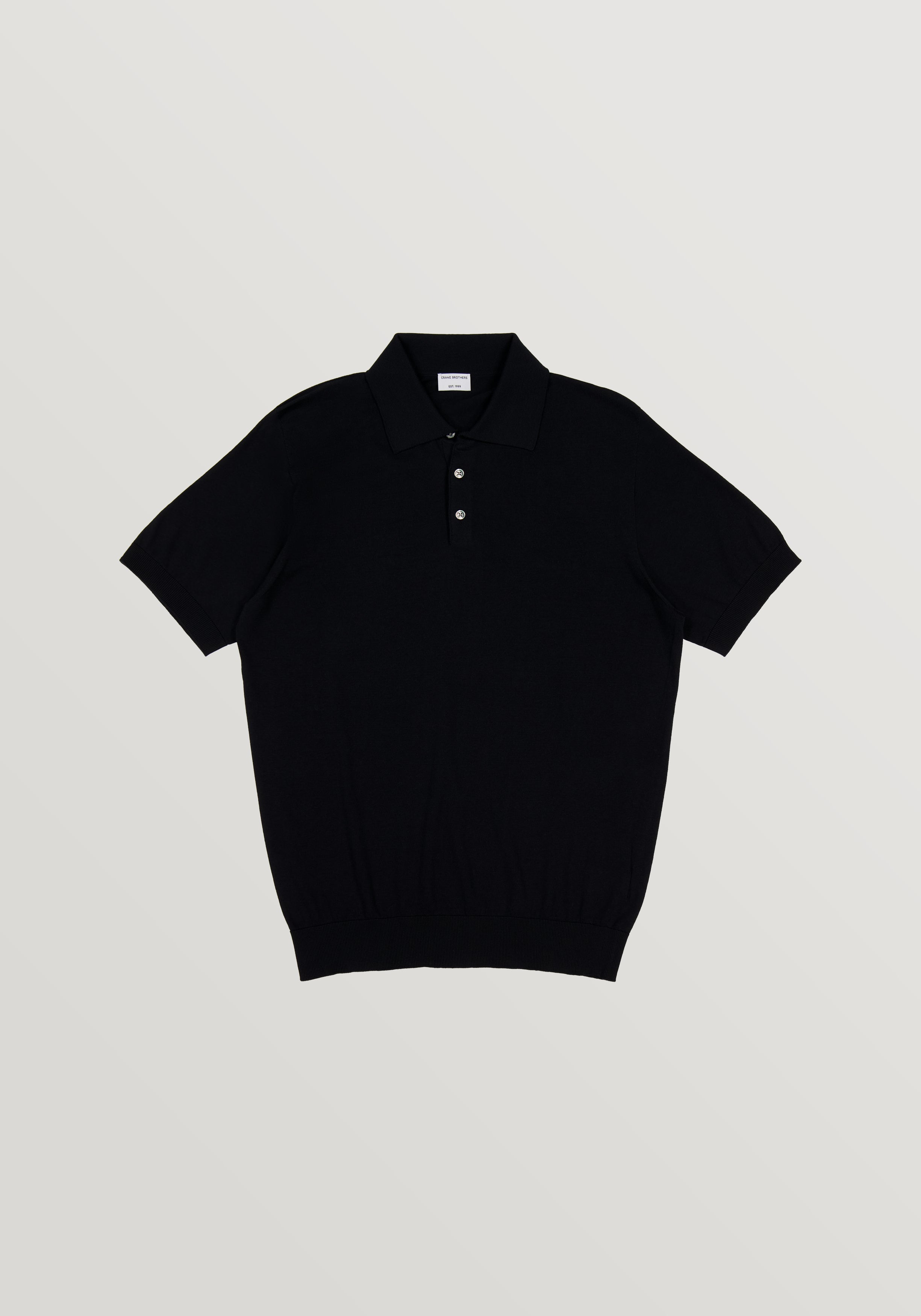 Lightweight Cotton Silk Polo - Black