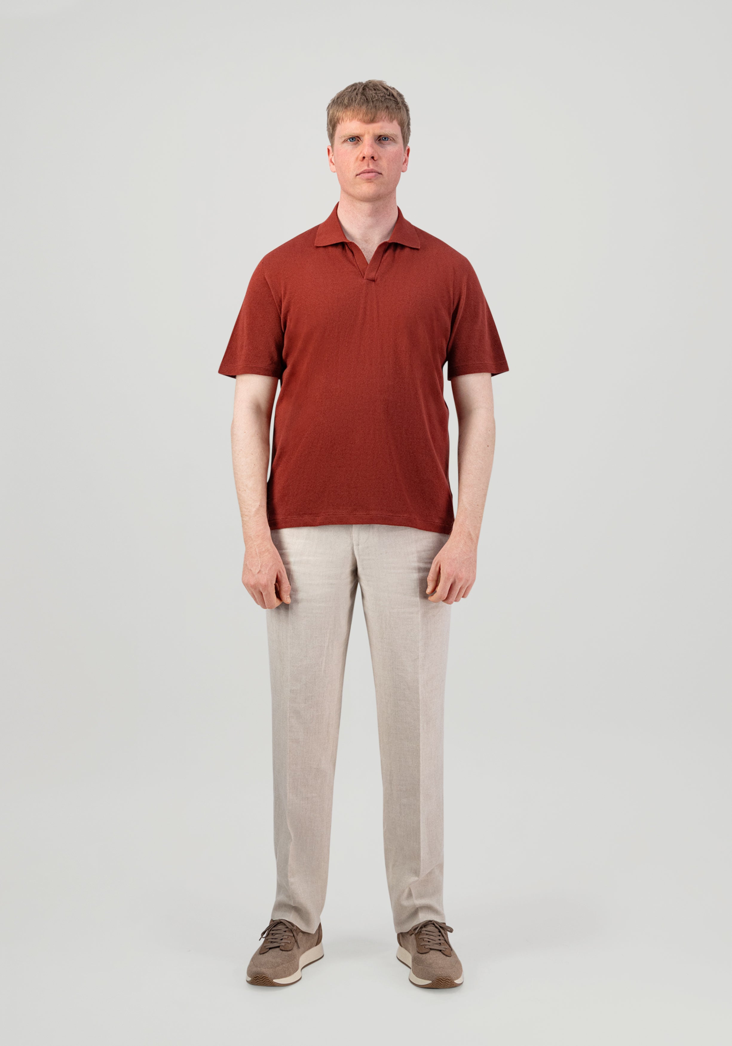 Lightweight Cotton Polo - Burnt Red