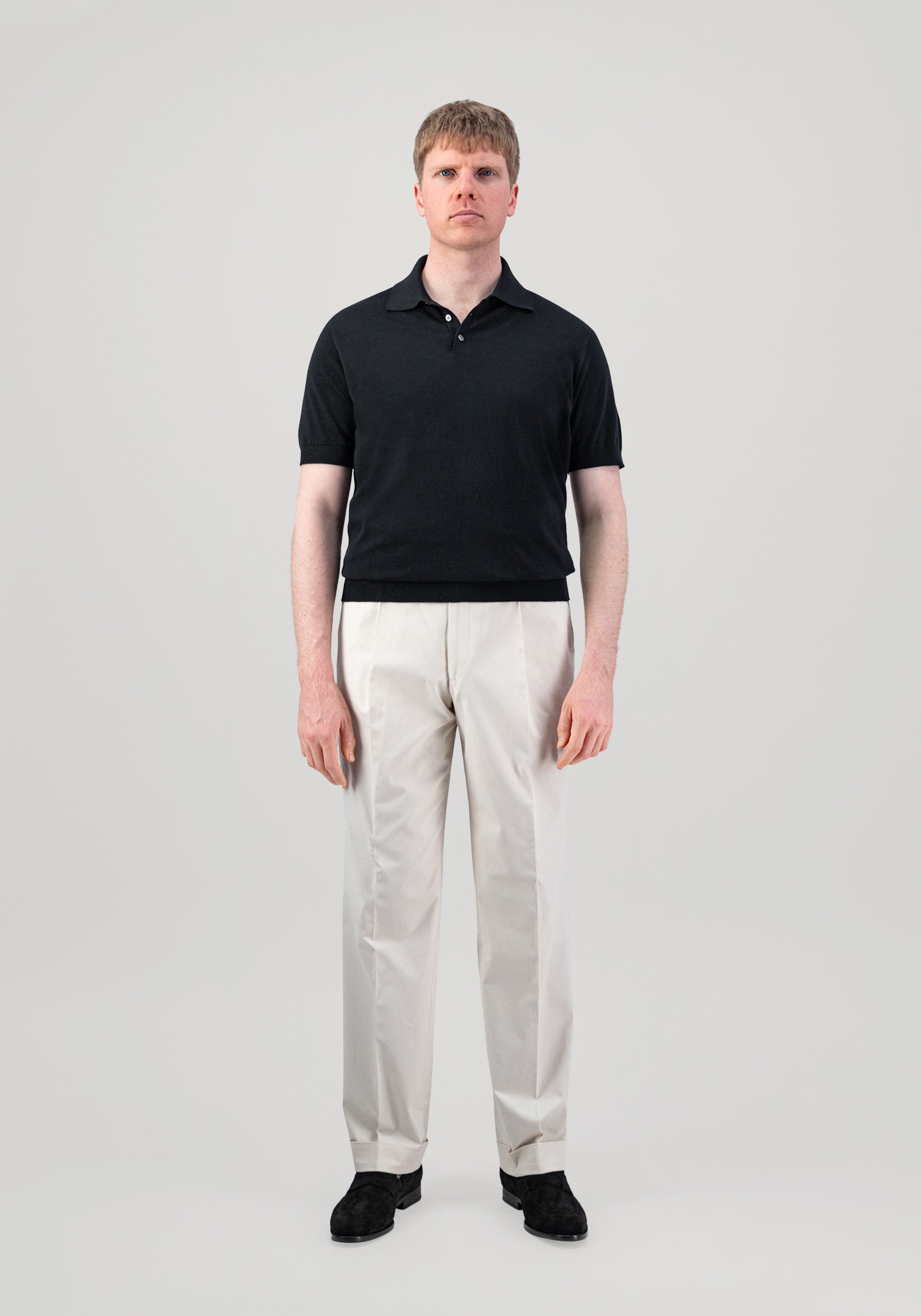 Lightweight Cotton Silk Polo - Black