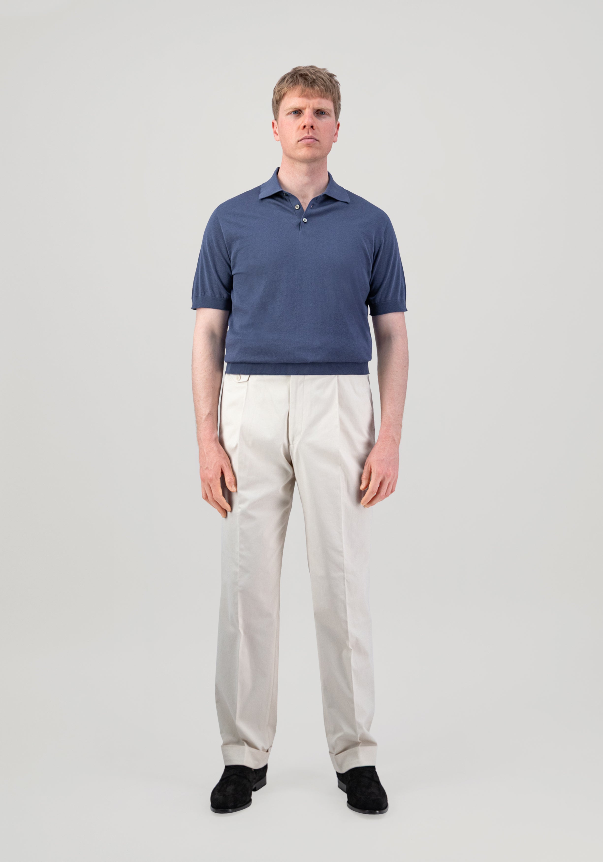 Lightweight Cotton Silk Polo - Slate