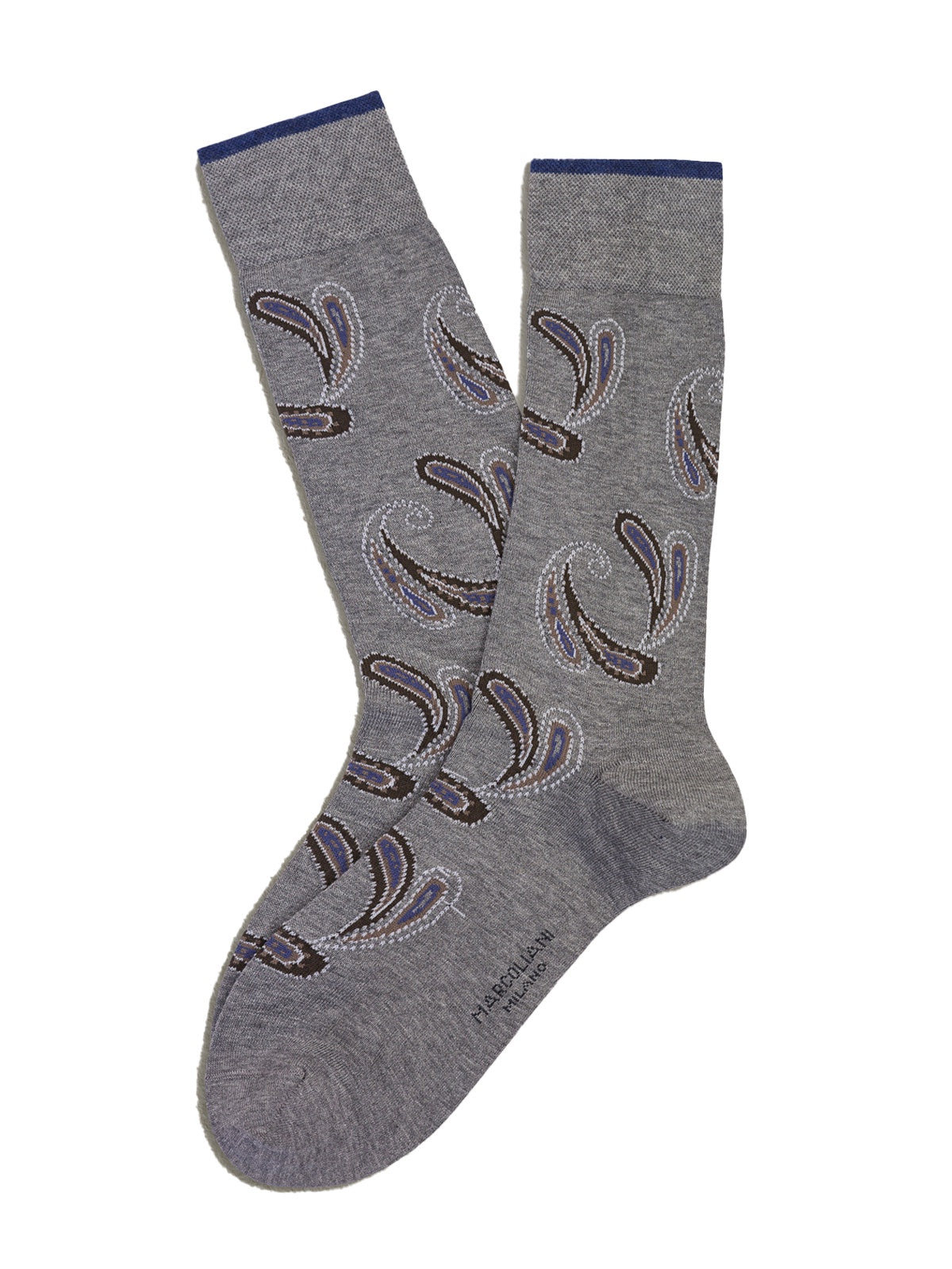 Marcoliani Pima Cotton Socks - Silver Grey Agra Paisley