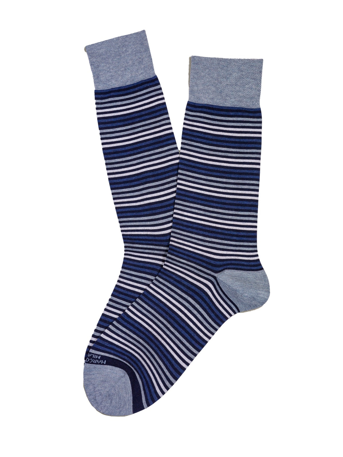 Marcoliani Pima Cotton Socks - Navy Simple Stripe