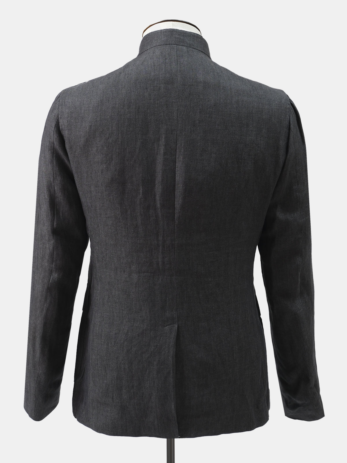 Mandarin Collar Grey Linen Blazer - LUCKY LAST