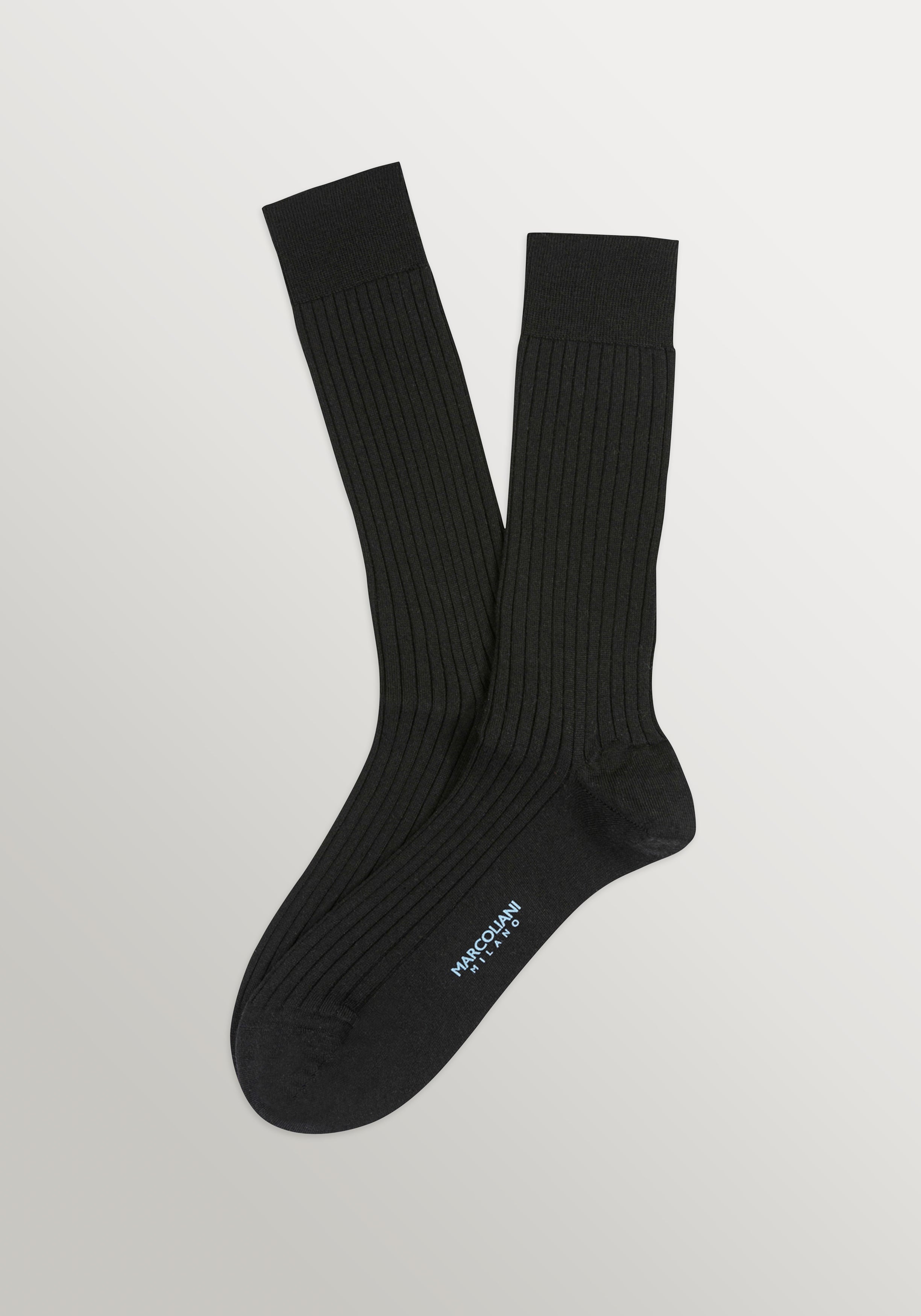 Marcoliani Mid Calf Merino Dress Socks - Black