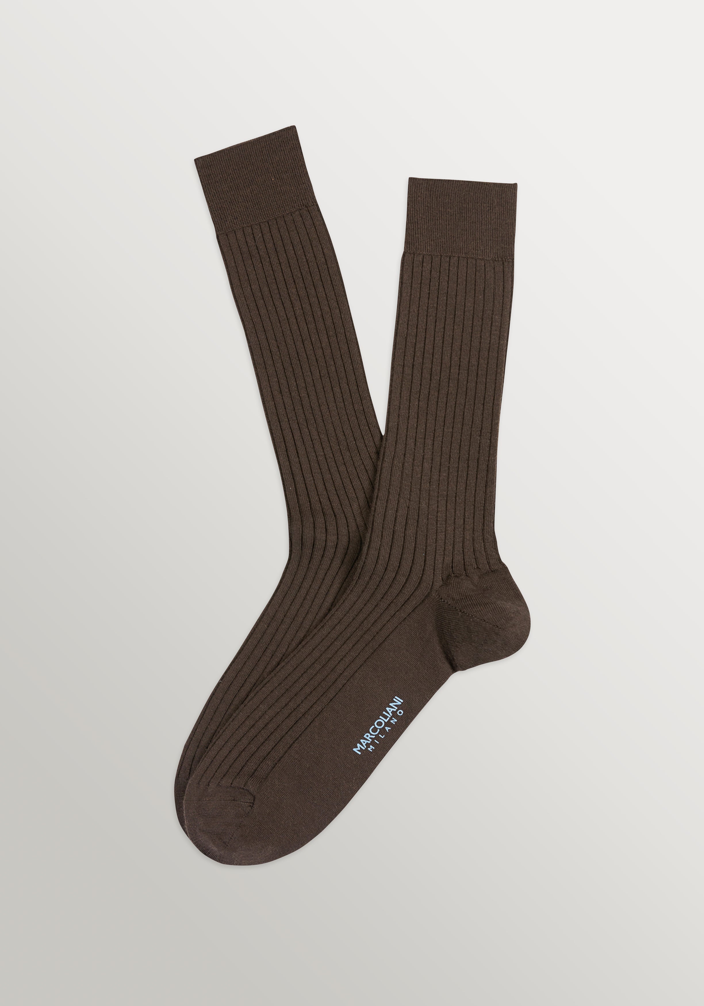 Marcoliani Mid Calf Extrafine Merino Dress Socks - Chocolate