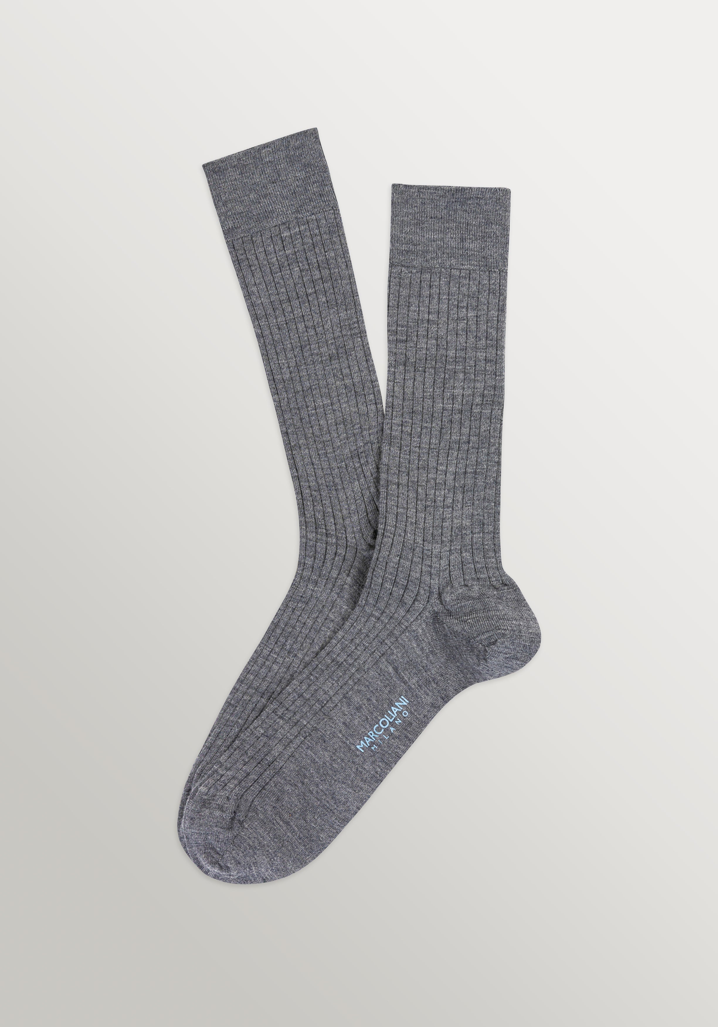 Marcoliani Mid Calf Extrafine Merino Dress Socks - Flannel Grey