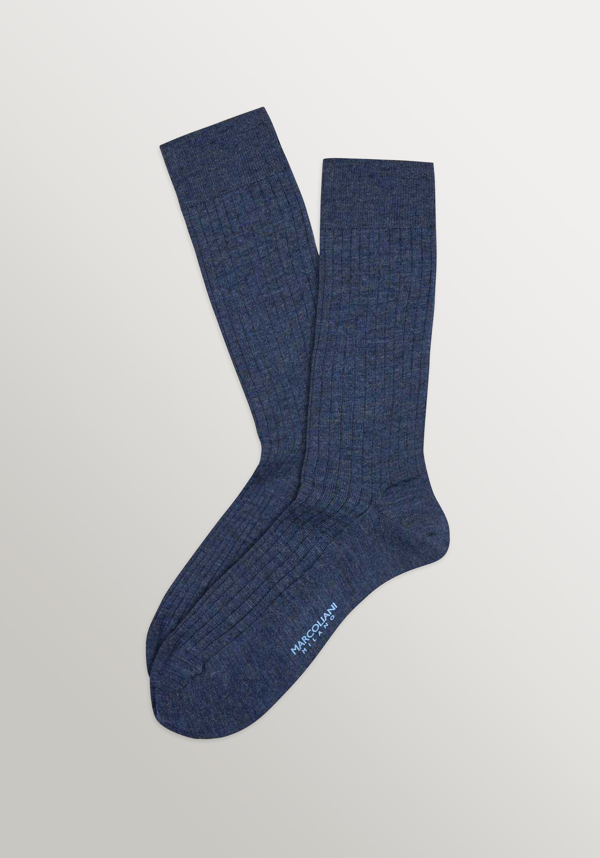 Marcoliani Mid Calf Merino Dress Socks - Indigo