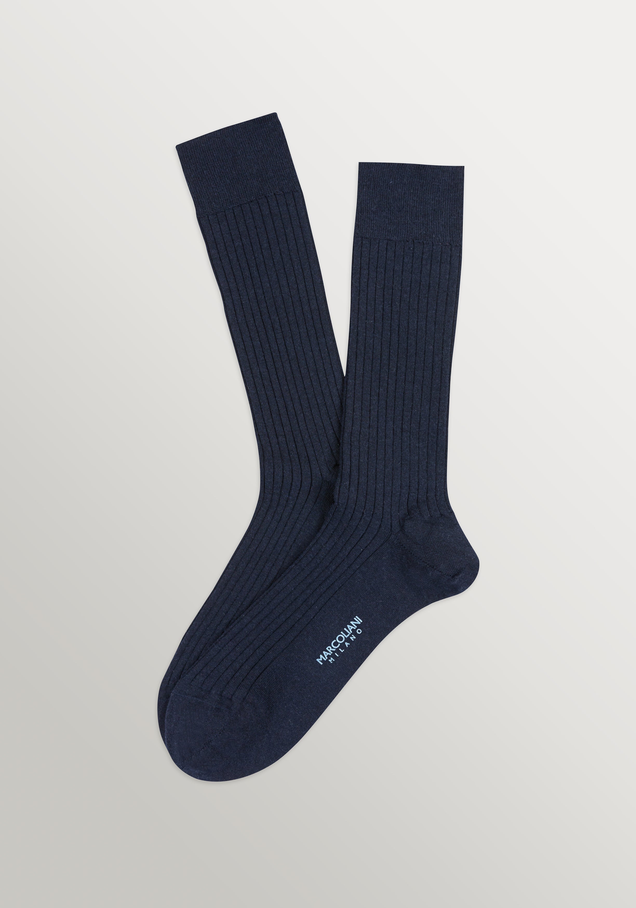 Marcoliani Mid Calf Merino Dress Socks - Navy