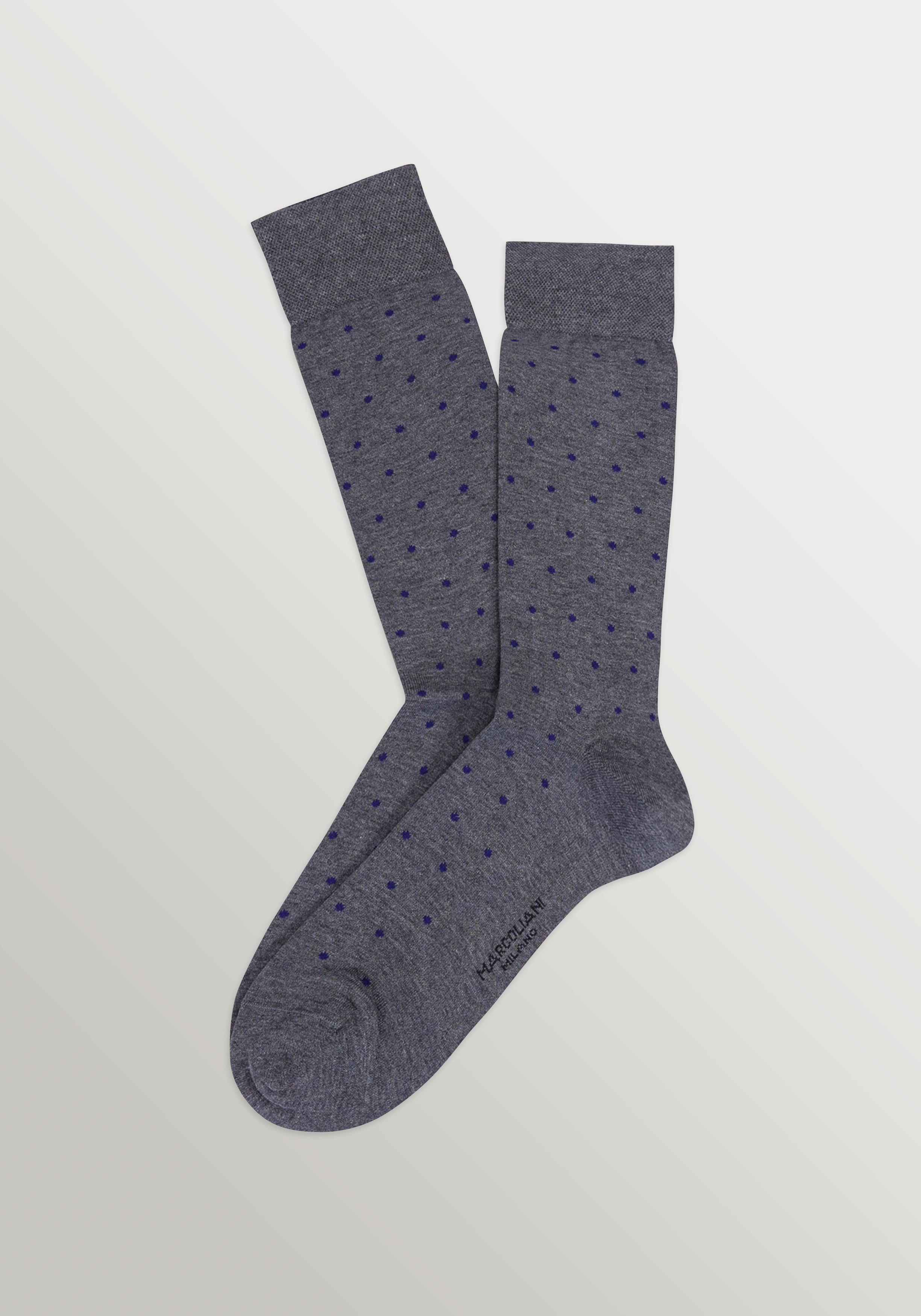 Marcoliani Pima Cotton Polka Dot Socks - Grey & Blue