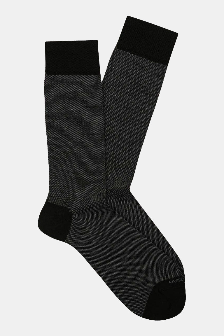 Marcoliani Pima Cotton Birdseye Sock - Black