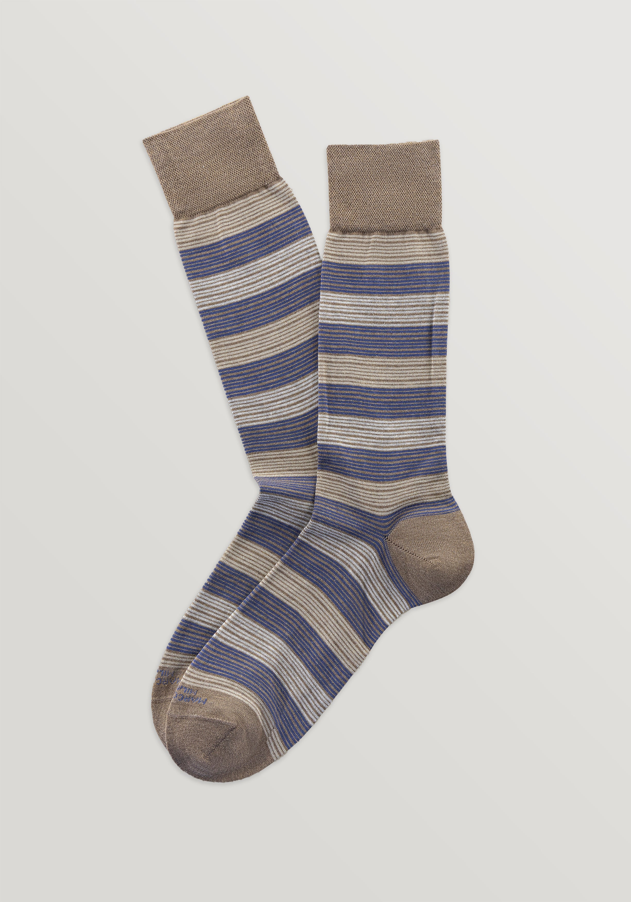 Marcoliani Pima Cotton Scala Stripe Socks - Cappuccino