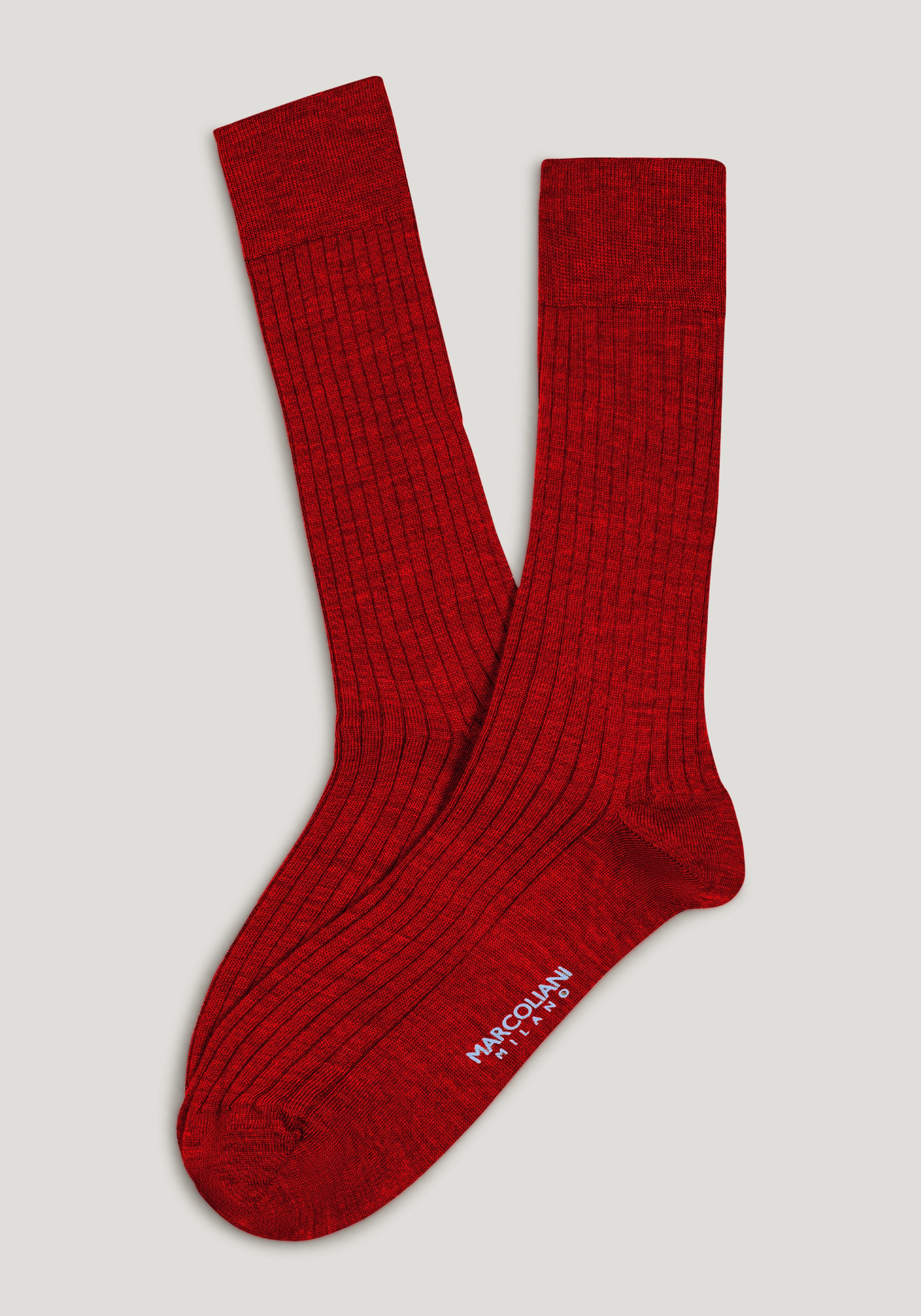 Marcoliani Mid Calf Extrafine Merino Dress Socks - Merlot