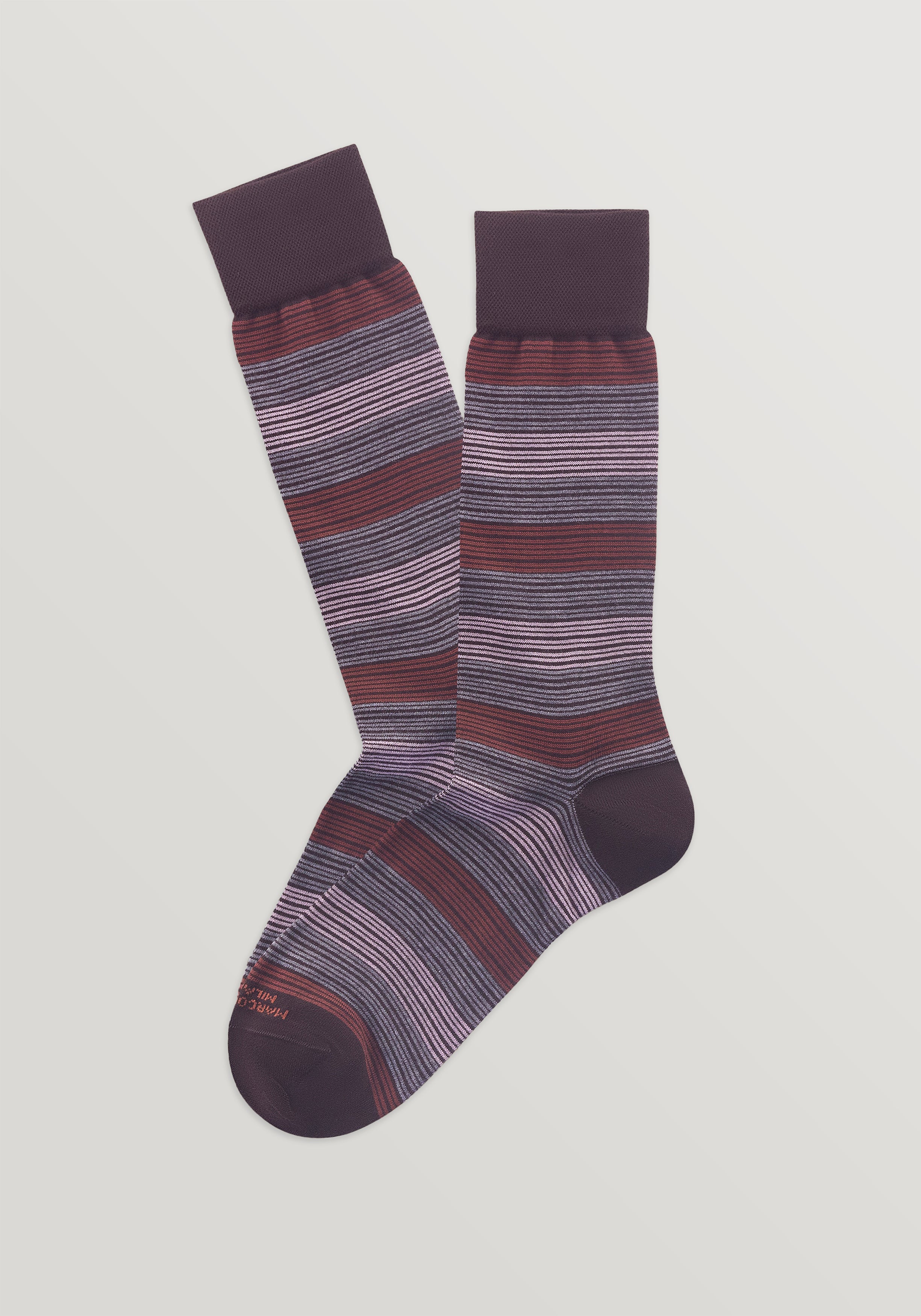 Marcoliani Pima Cotton Scala Stripe Socks - Brown Mix