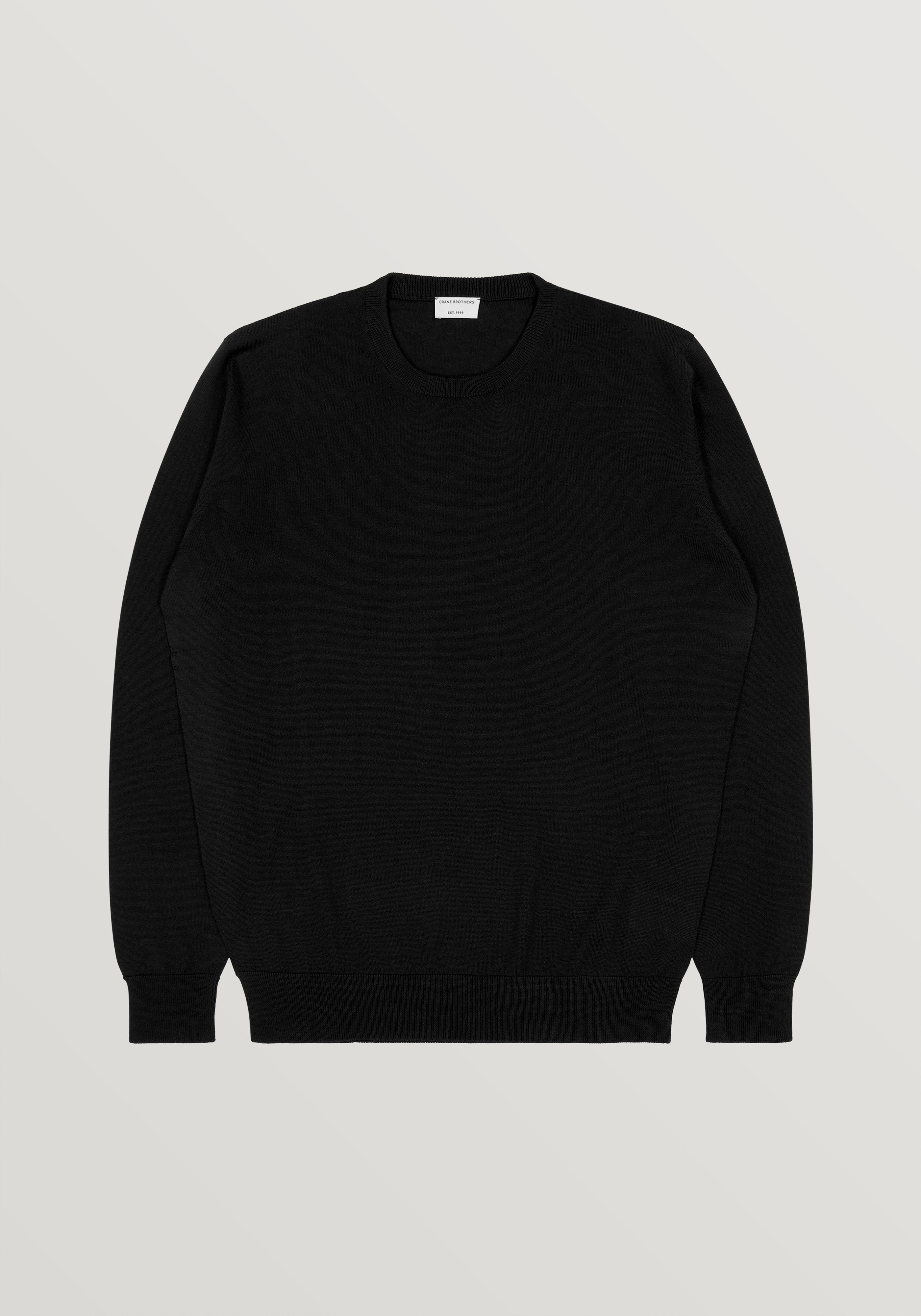 Lightweight Merino Crew Neck Sweater - Black