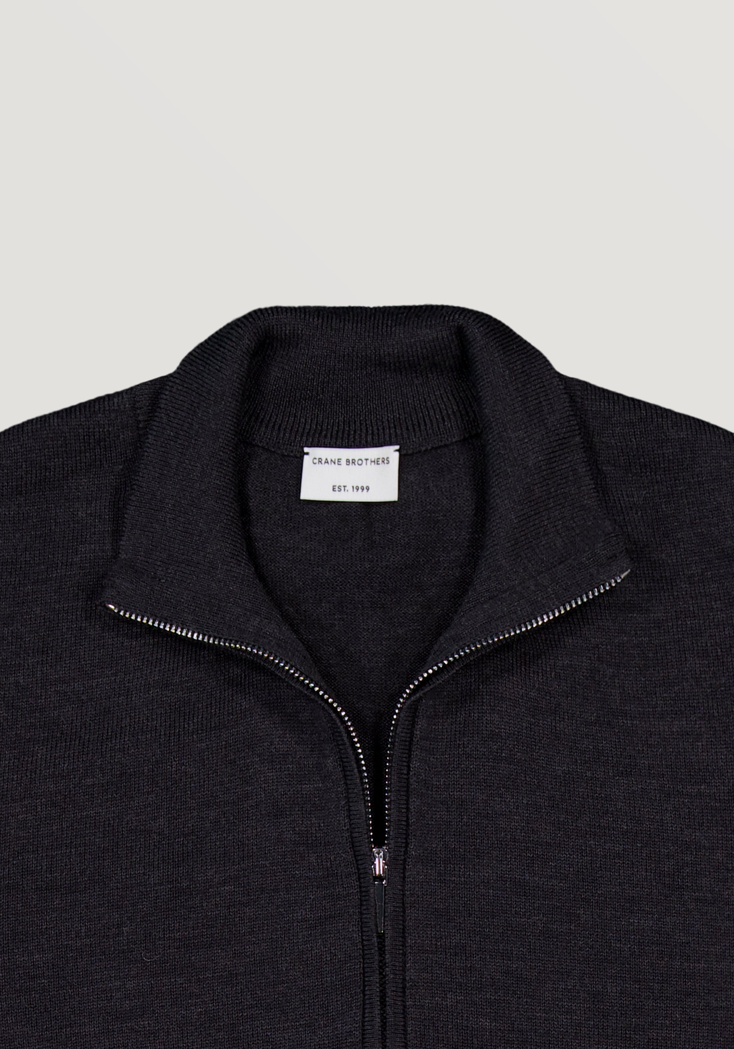 2 Ply Merino Half Zip Knit Sweater - Anthracite