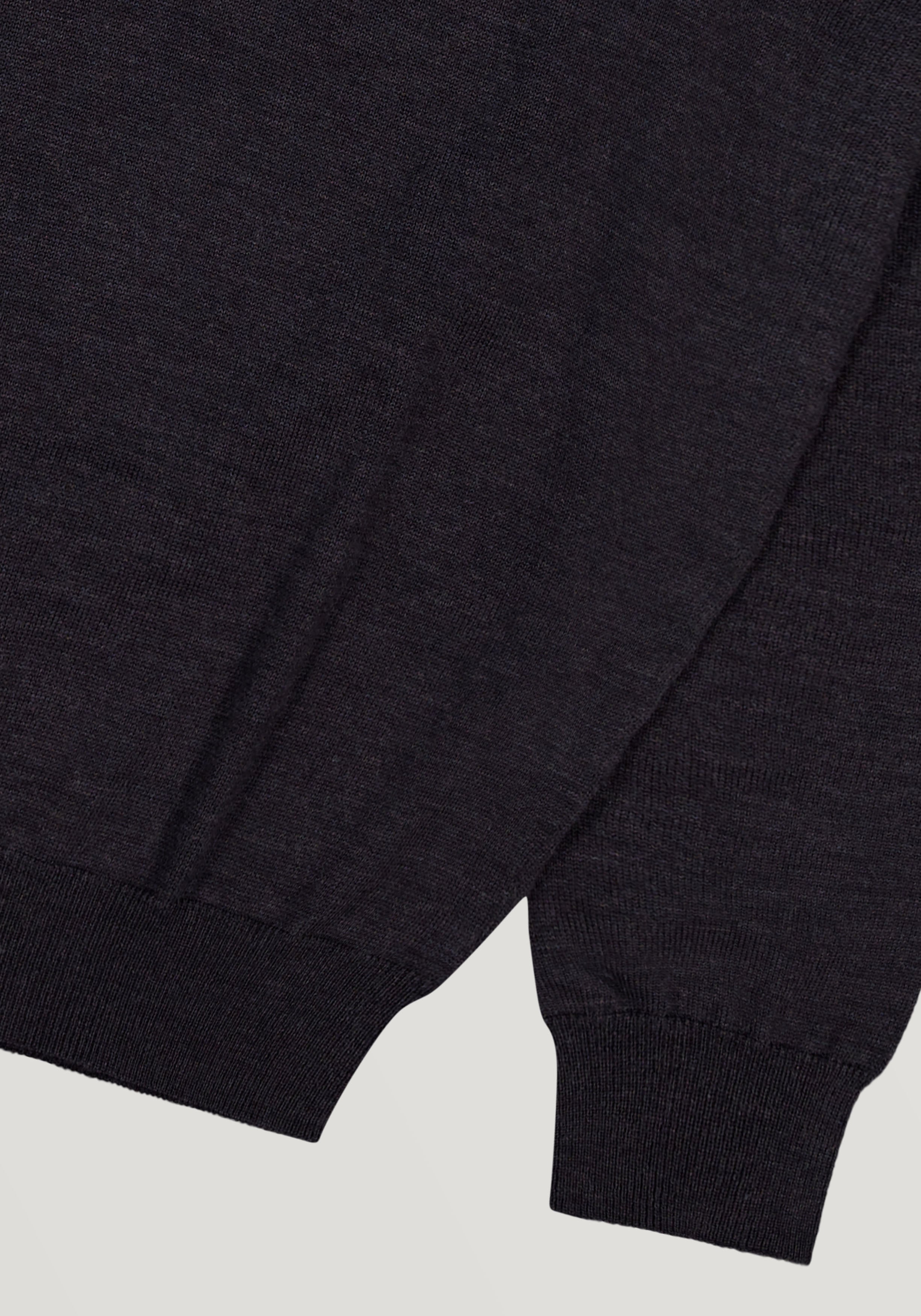 2 Ply Merino Half Zip Knit Sweater - Anthracite