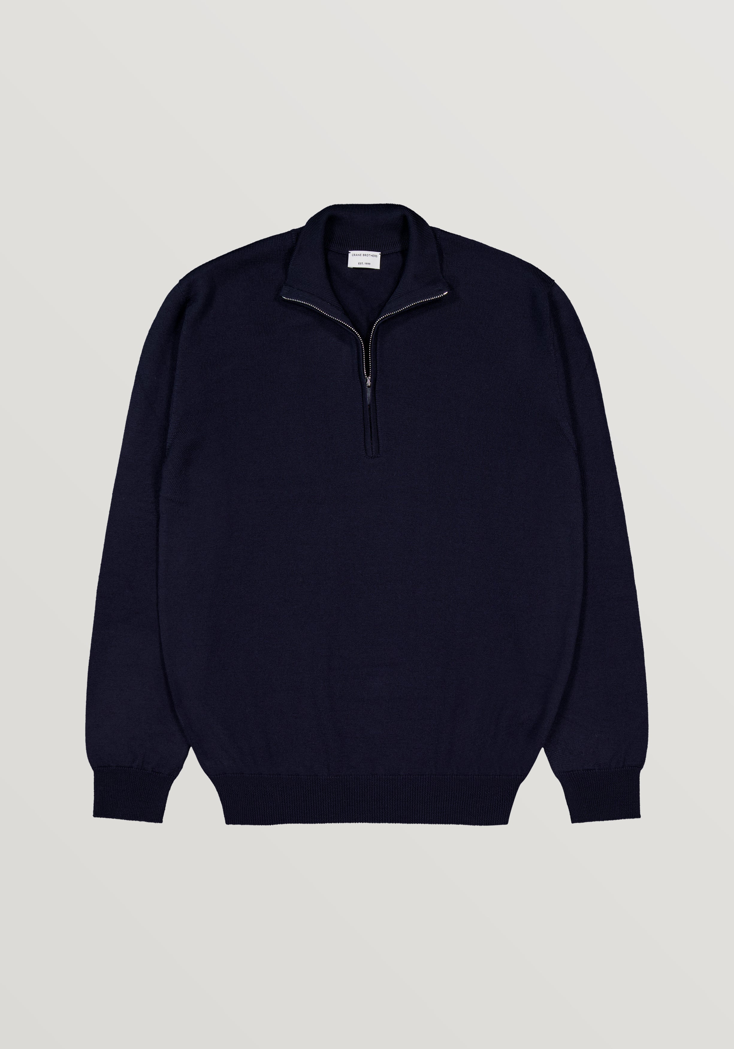 2 Ply Merino Half Zip Knit Sweater - Midnight