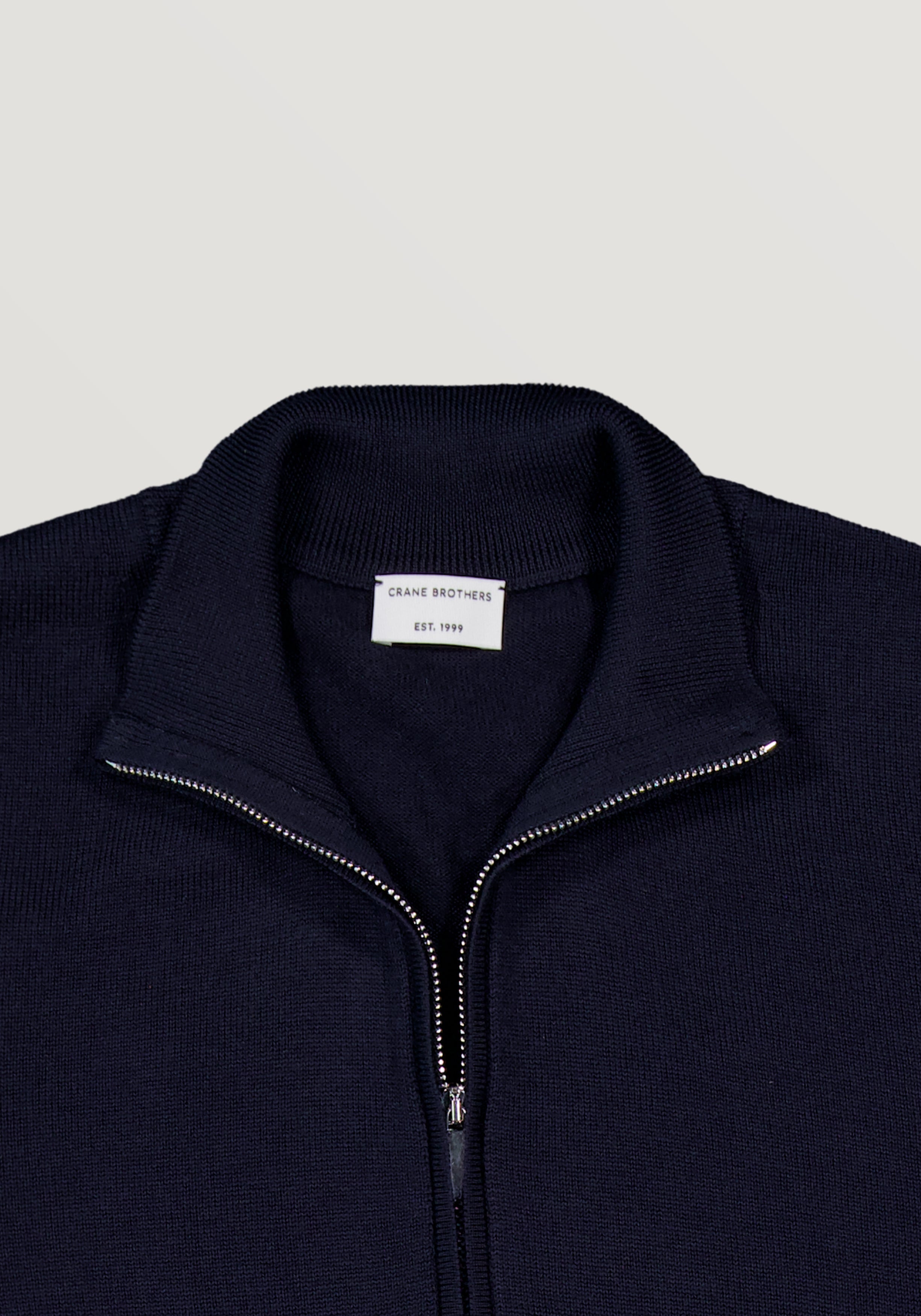 2 Ply Merino Half Zip Knit Sweater - Midnight