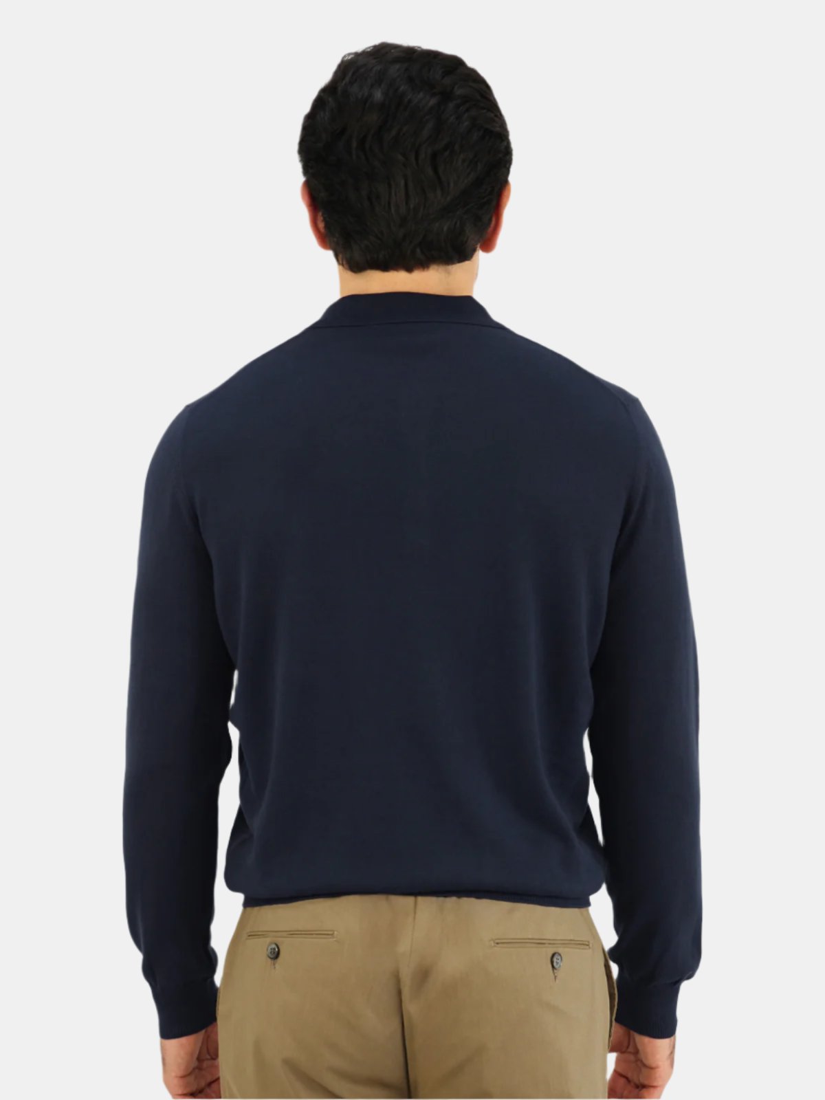 Vico Ribbed Long Sleeve Polo Cotton - Midnight