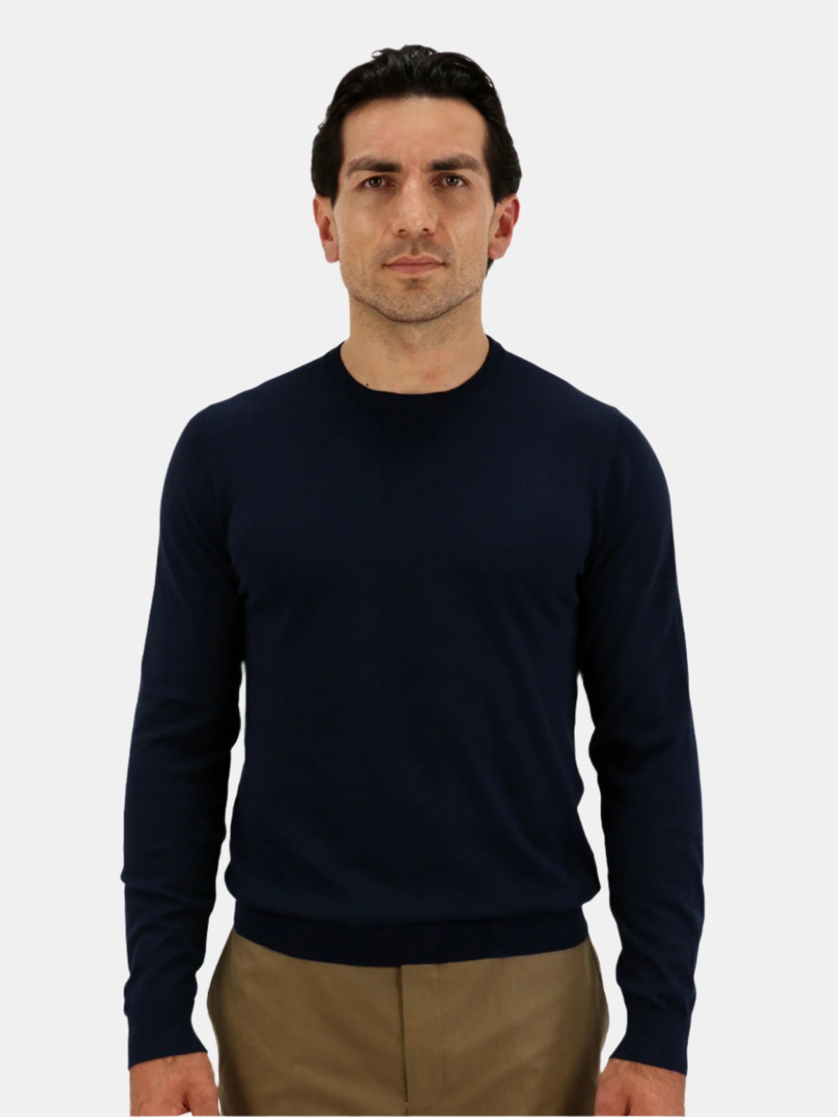 Lugano Ribbed Crewneck Cotton - Midnight