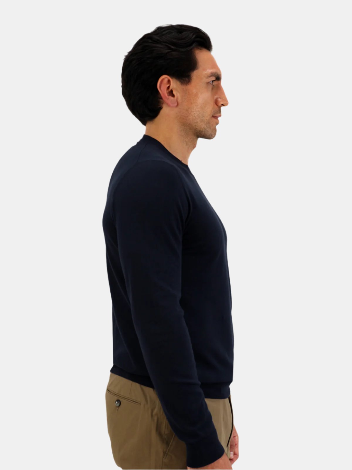 Lugano Ribbed Crewneck Cotton - Midnight