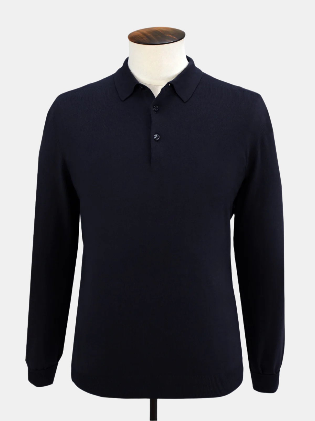 Vico Ribbed Long Sleeve Polo Cotton - Midnight