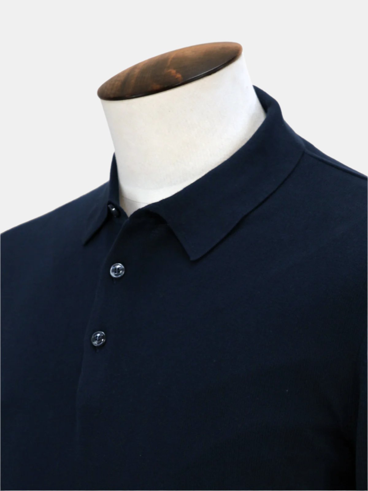 Vico Ribbed Long Sleeve Polo Cotton - Midnight