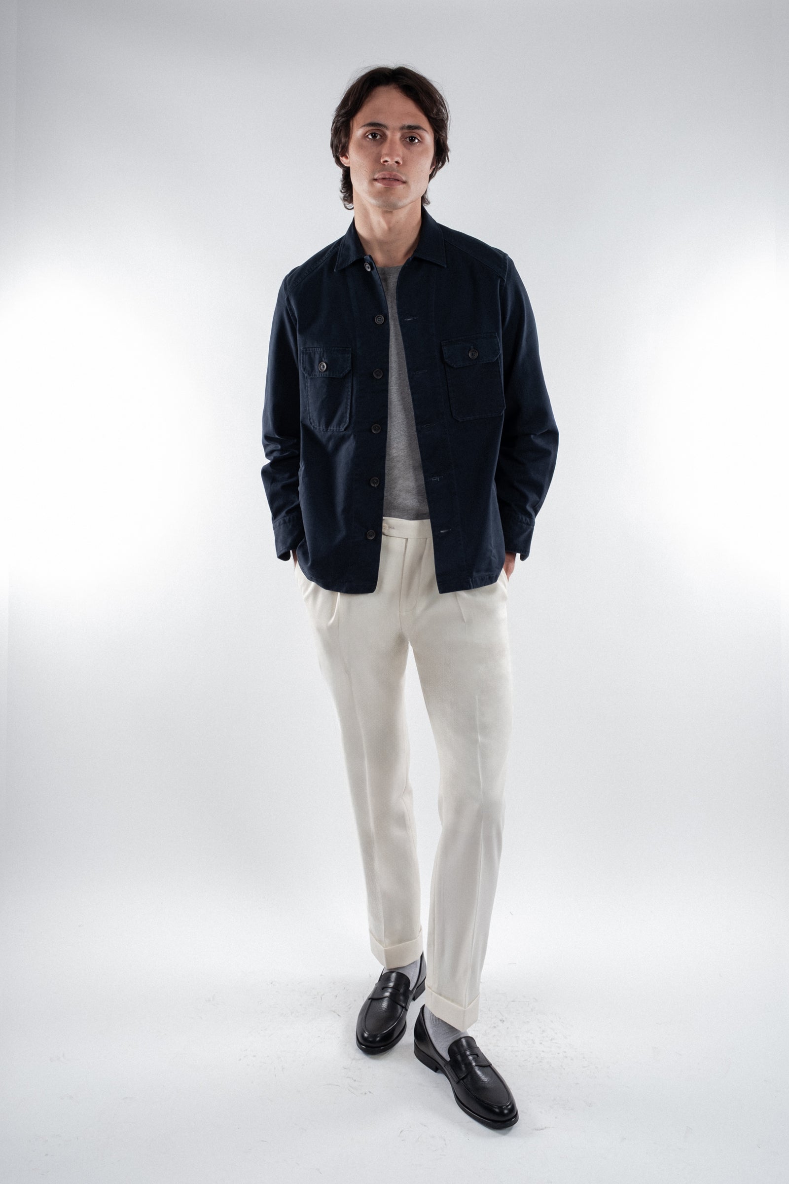 Washed Cotton Chore Shirt - Midnight