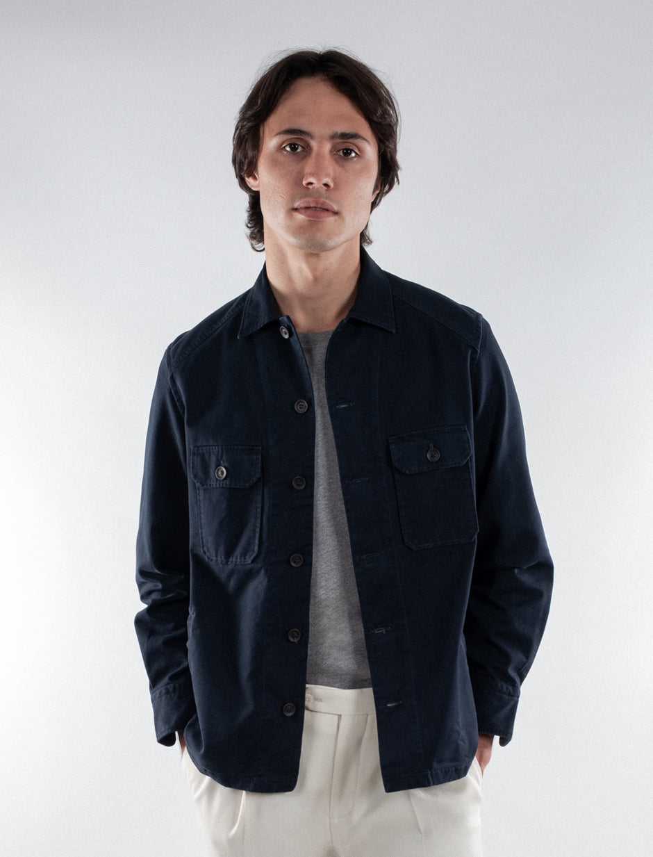 Washed Cotton Chore Shirt - Midnight