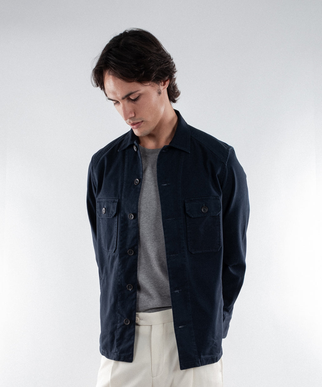 Washed Cotton Chore Shirt - Midnight