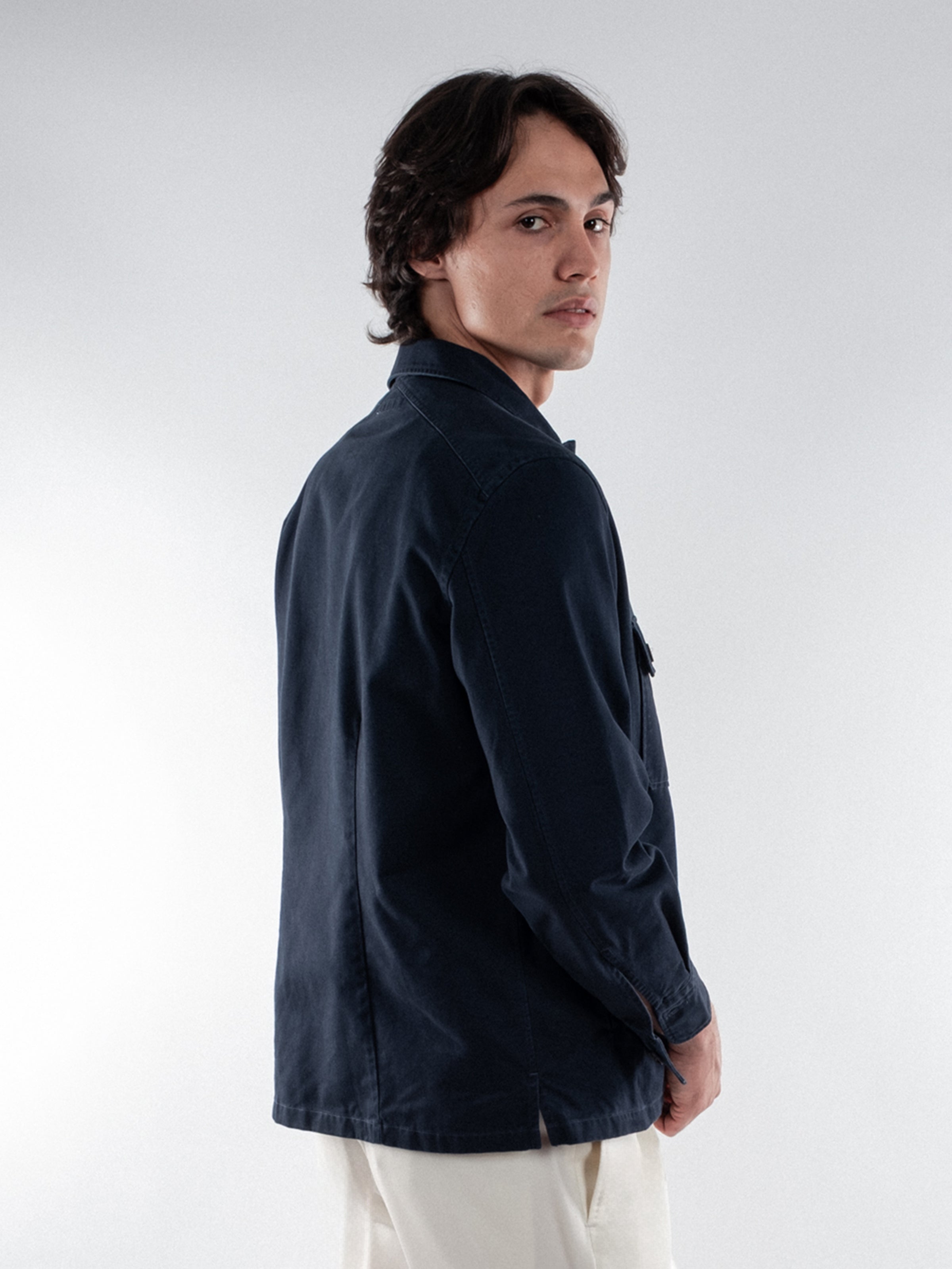 Washed Cotton Chore Shirt - Midnight