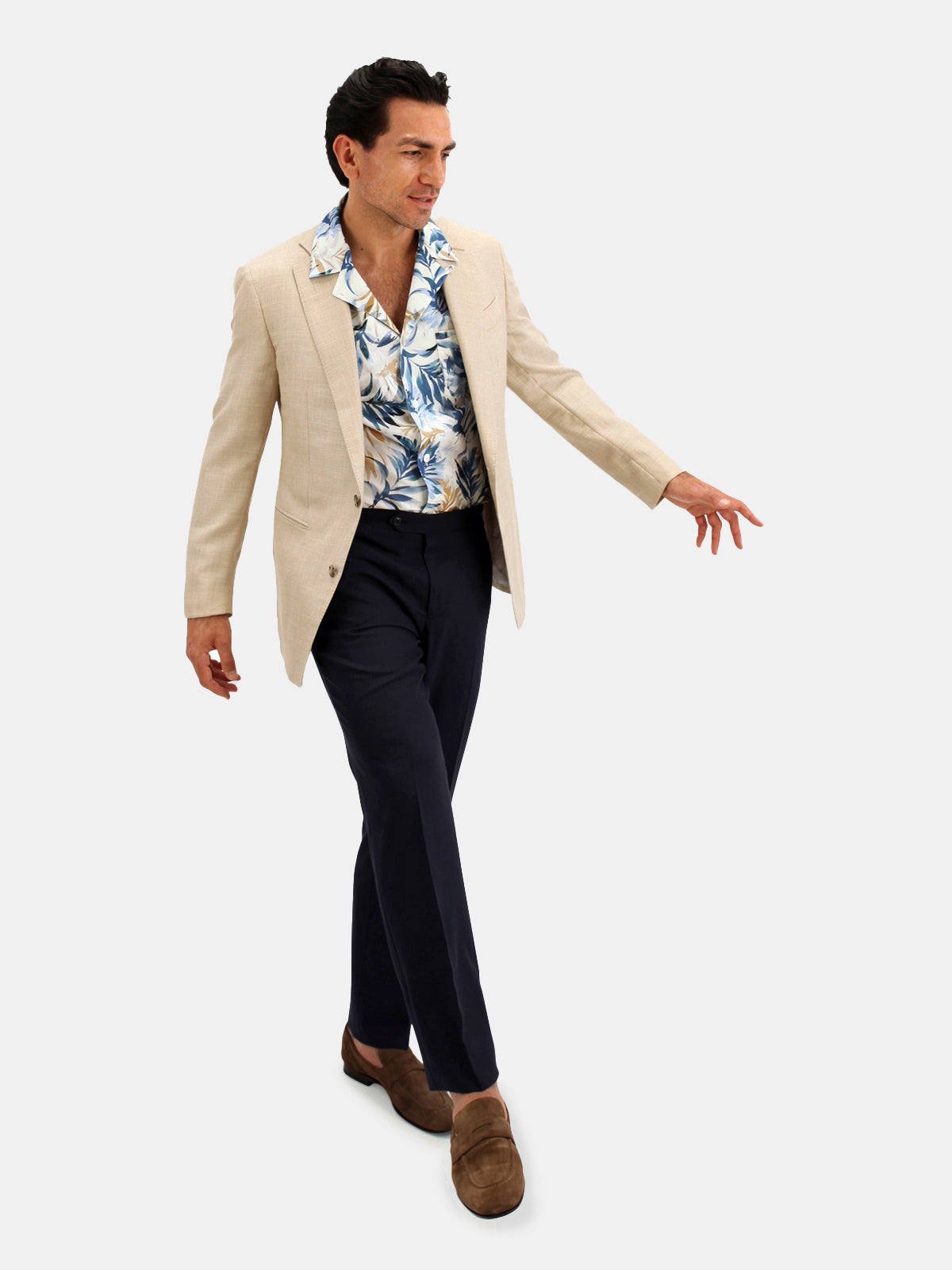 Pienza Blazer Wool Silk & Linen Hopsack - Barley