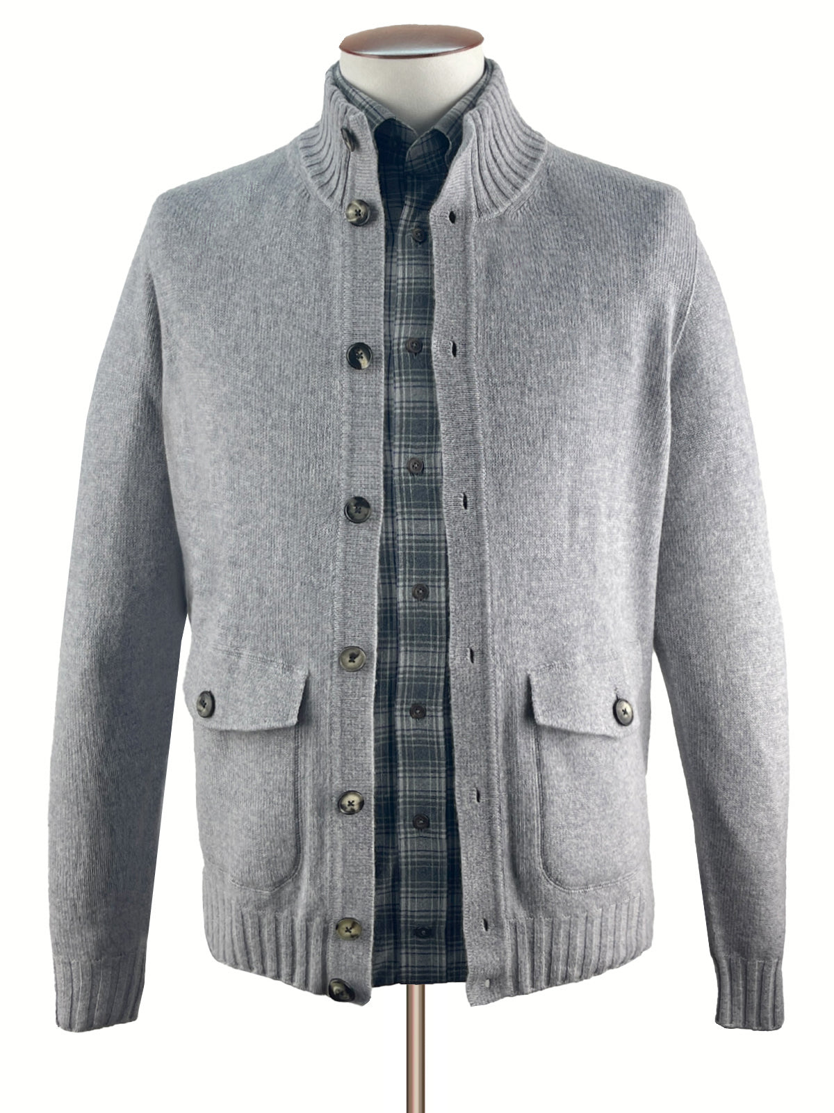 Flannel Button Down Shirt - Mixed Grey Check LUCKY LAST