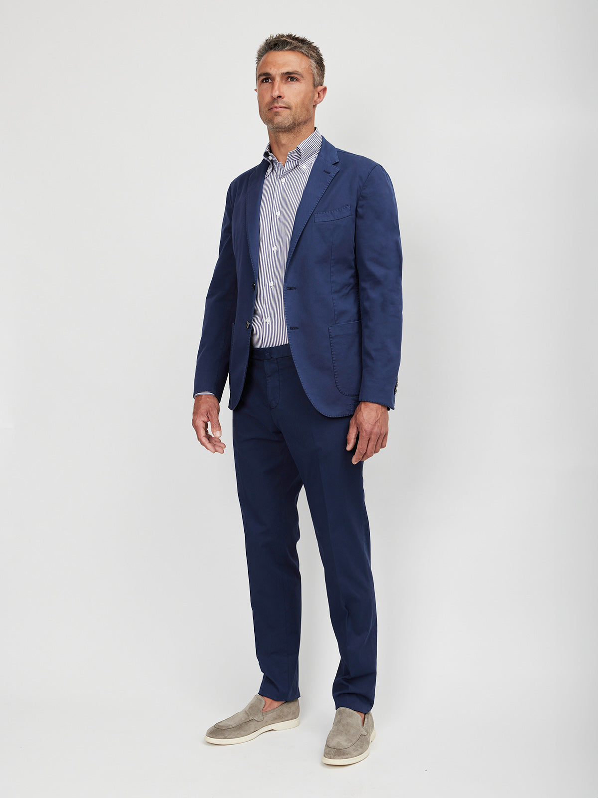 Navy Washed Cotton Suit - LUCKY LAST