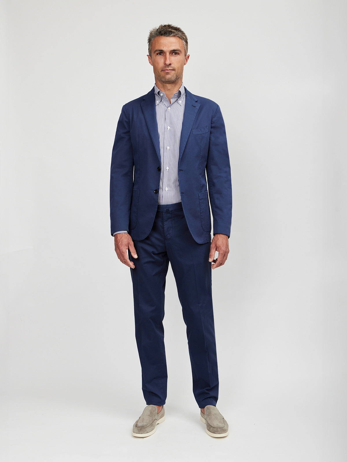 Navy Washed Cotton Suit - LUCKY LAST