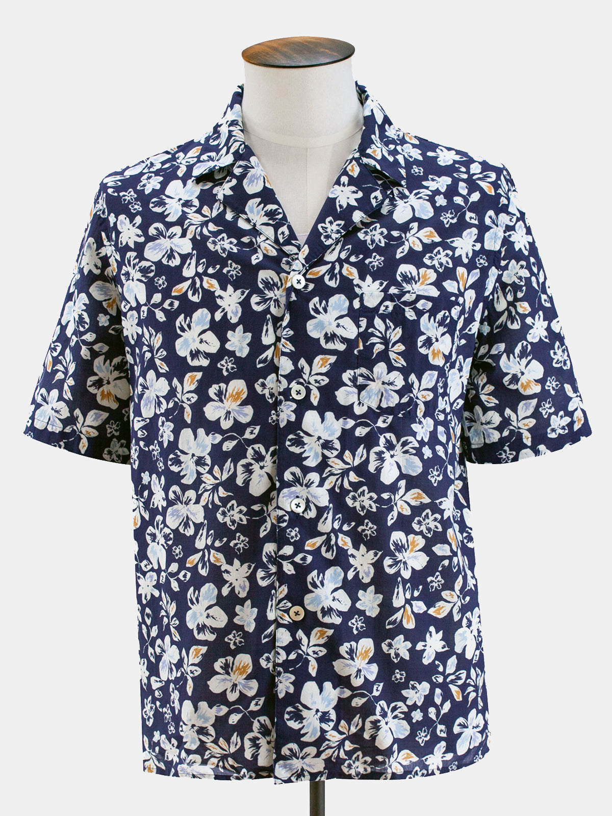 Printed Short Sleeve Shirt - Navy Hibiscus Lucky Last