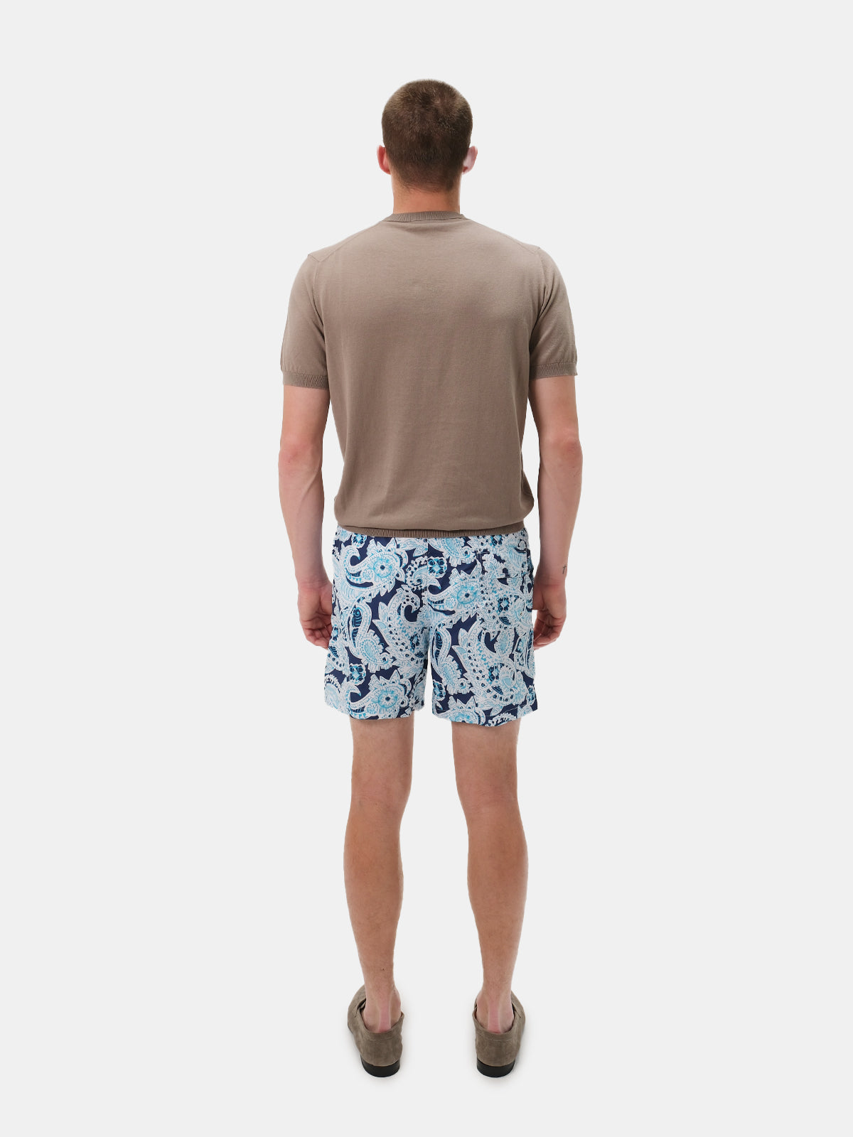 Navy Macro Paisley Printed Swim Shorts