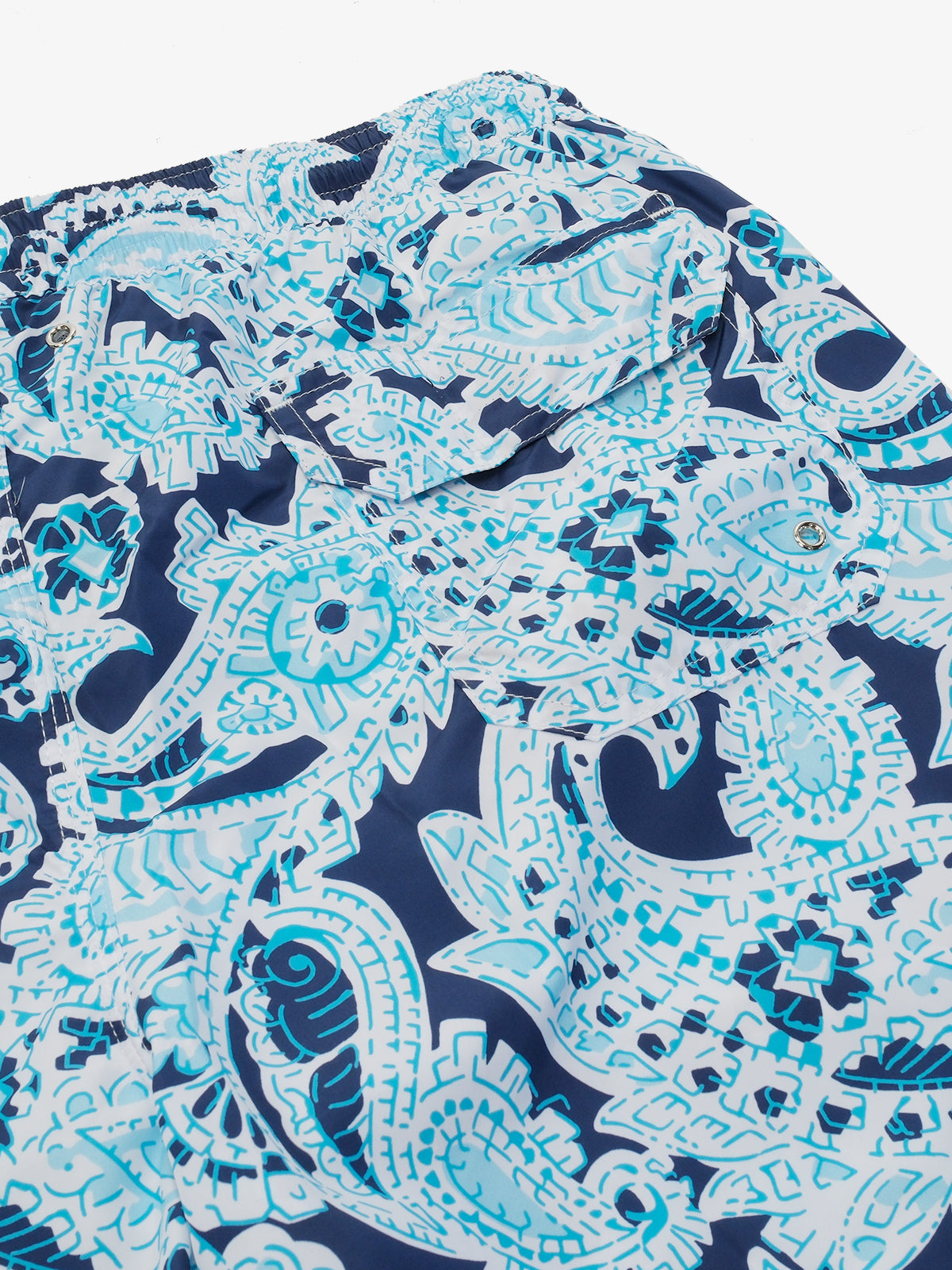 Navy Macro Paisley Printed Swim Shorts