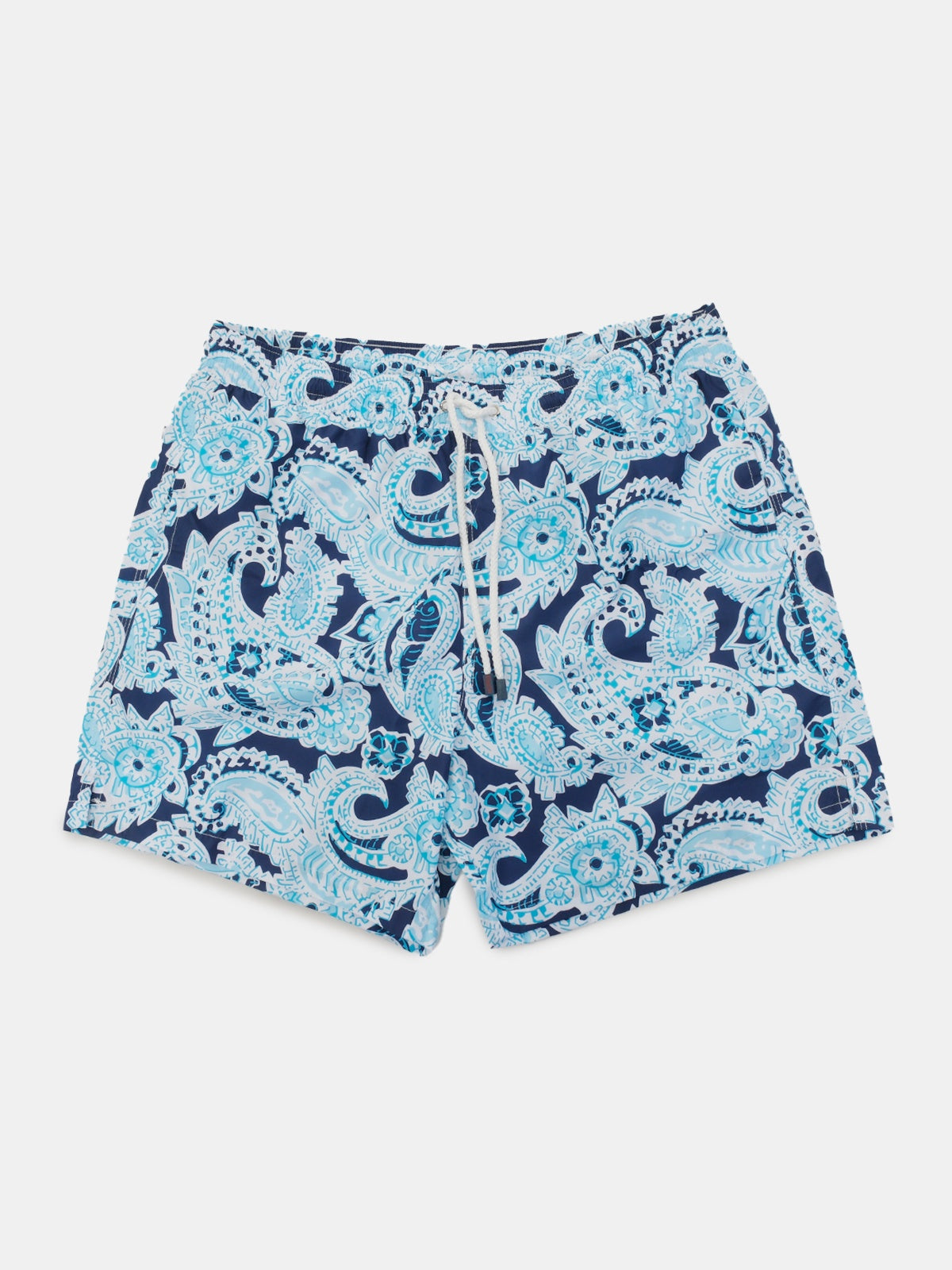Navy Macro Paisley Printed Swim Shorts