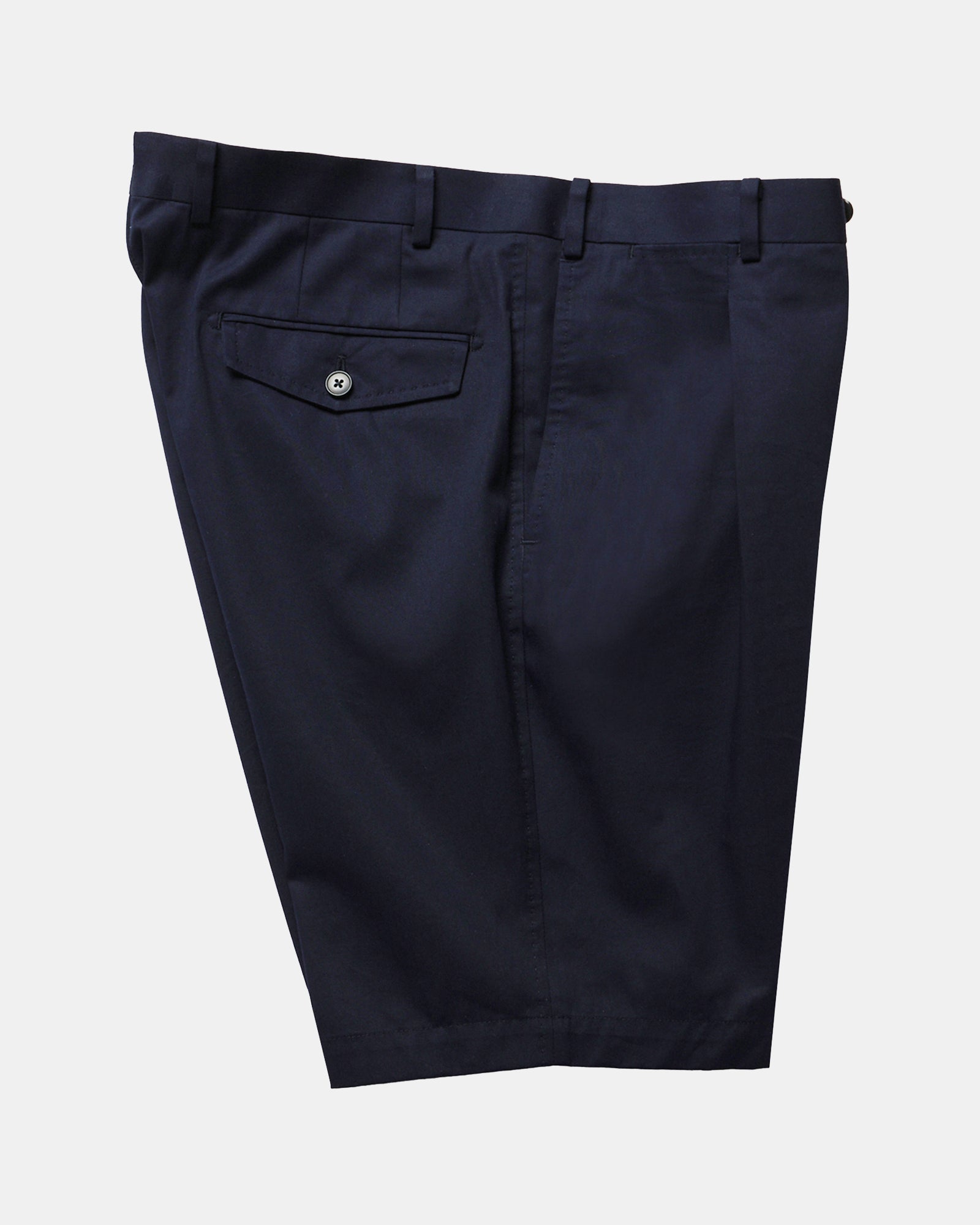 Summer Pleated Cotton Shorts - Navy