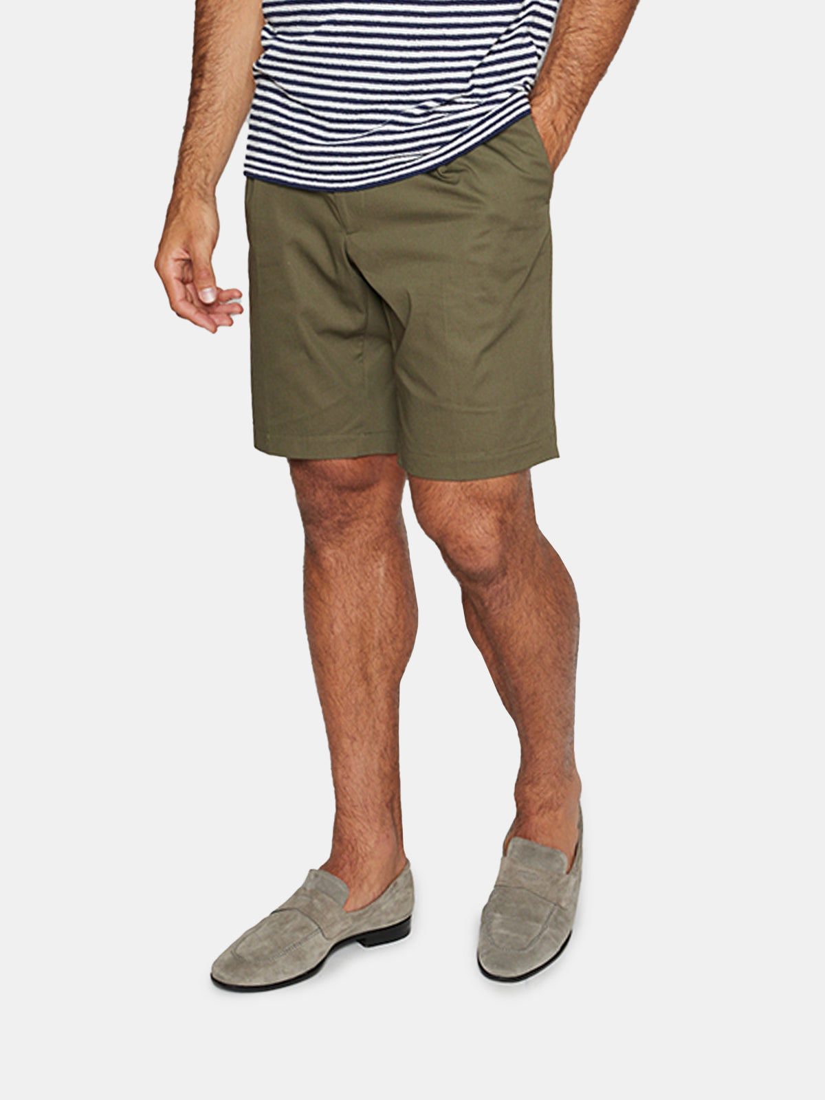 Olive Summer Pleated Cotton Shorts - LUCKY LAST