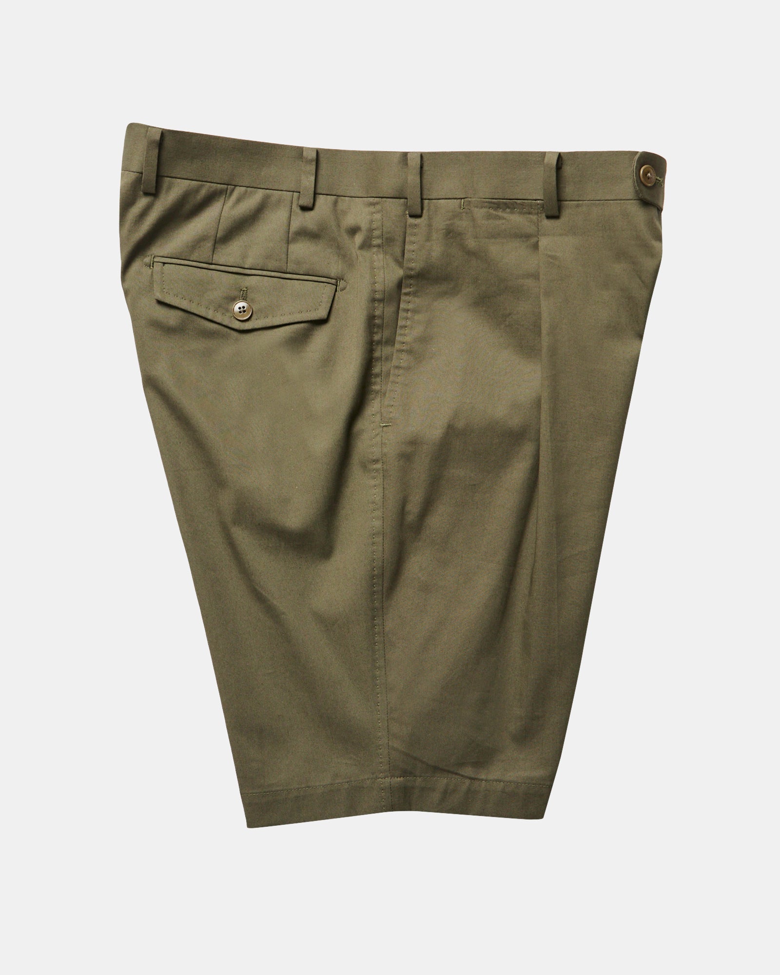 Olive Summer Pleated Cotton Shorts - LUCKY LAST
