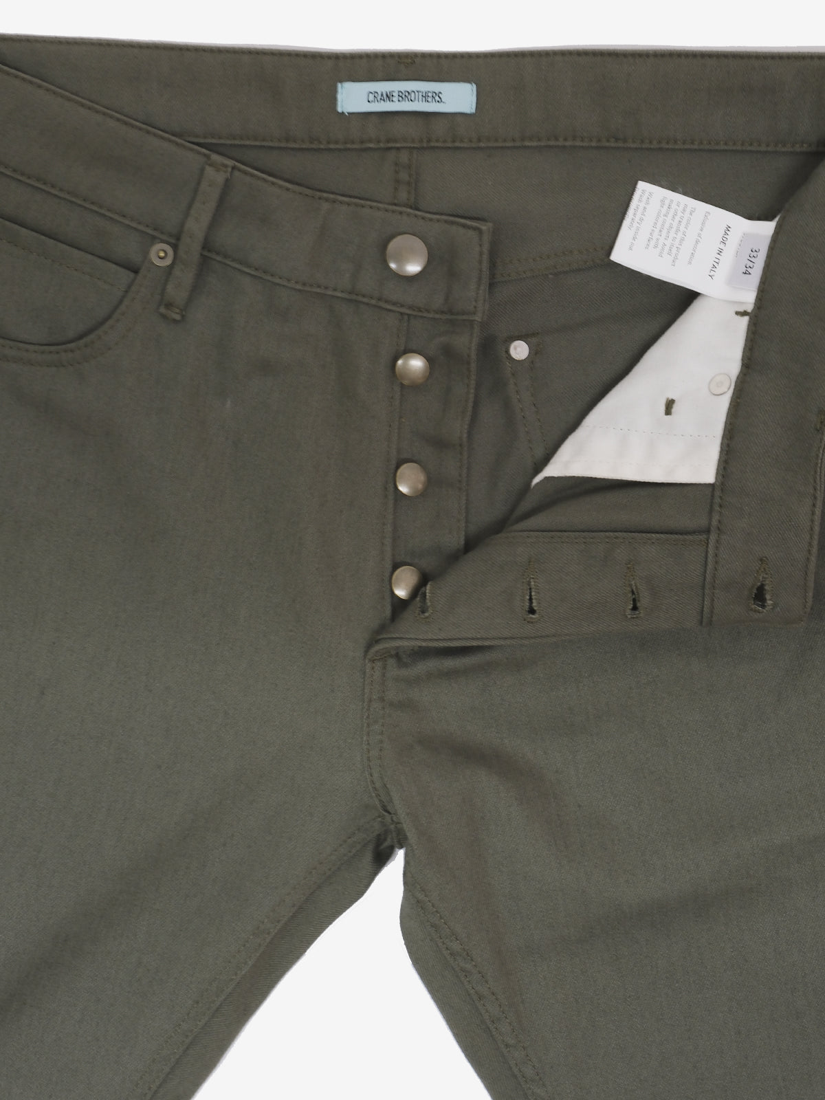 Dusty Olive Stretch Cotton Twill Five Pocket Pant  - LUCKY LAST