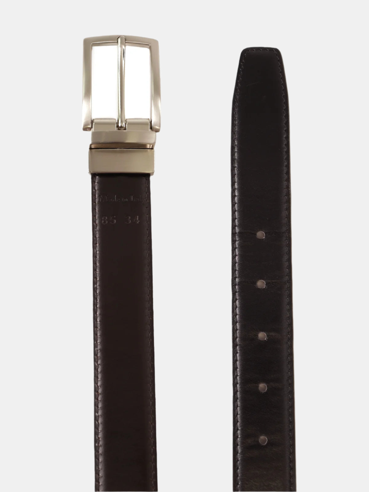 Black and Brown Leather Reversible Belt - Ottone - LUCKY LAST