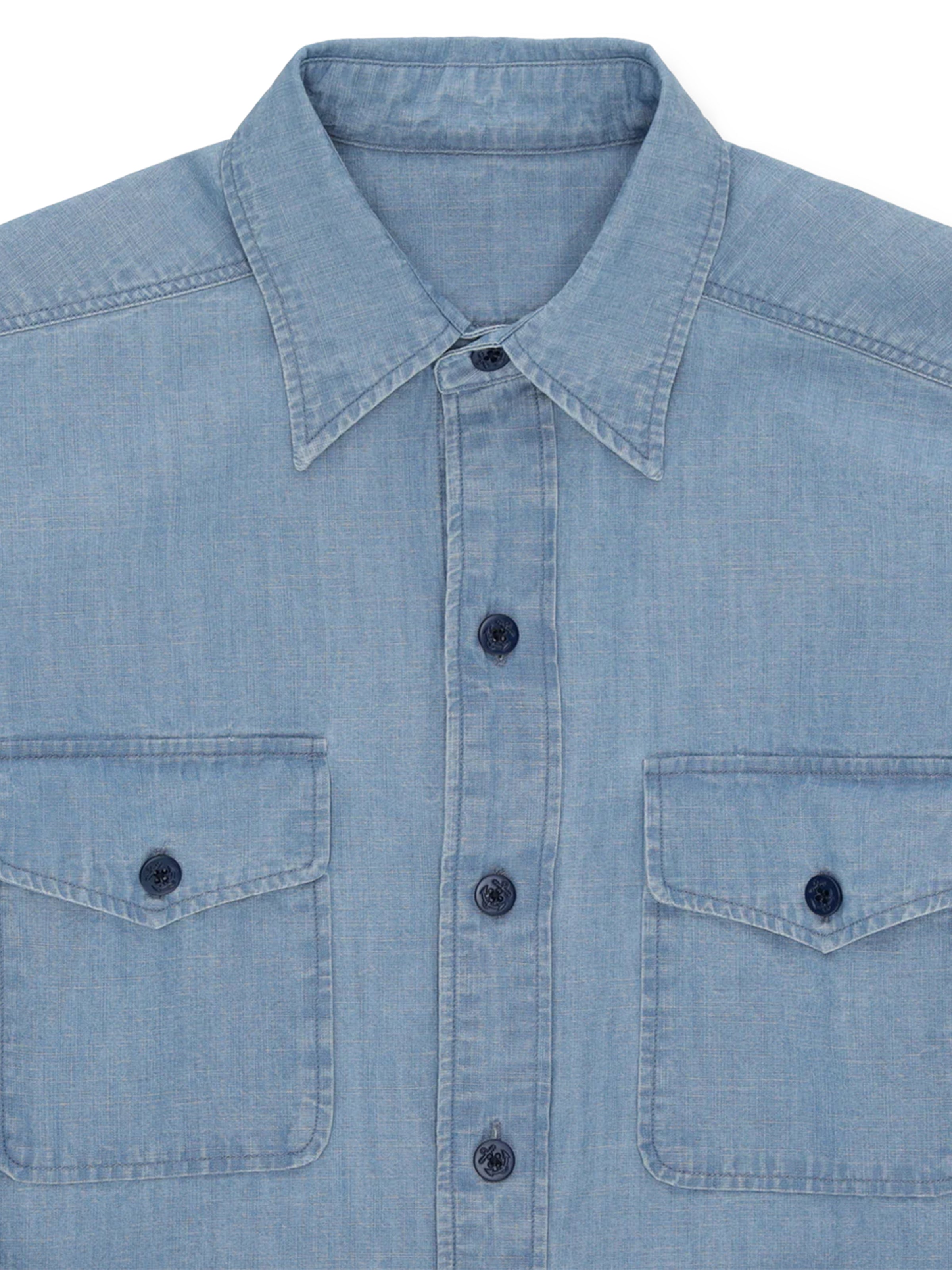 Fortela Chambray Overshirt - Blue